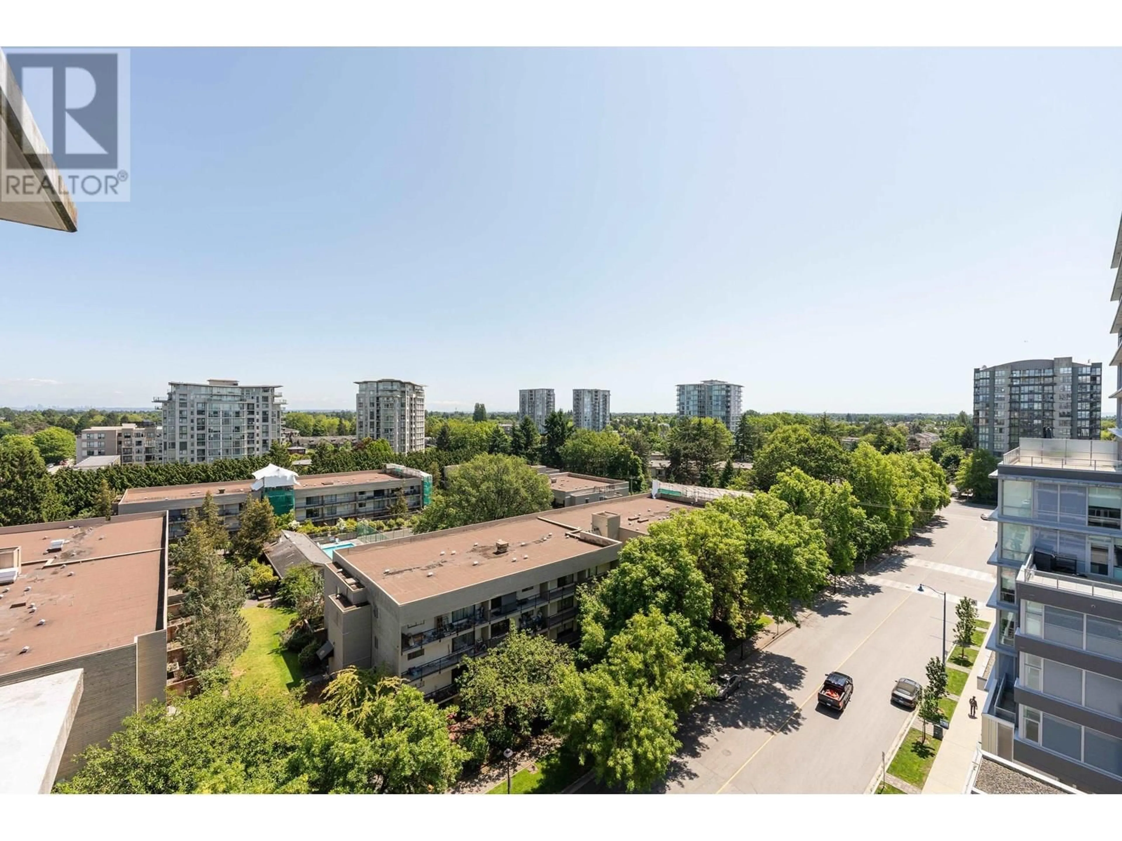 A pic from outside/outdoor area/front of a property/back of a property/a pic from drone, city buildings view from balcony for 1109 - 6733 BUSWELL STREET, Richmond British Columbia V6Y0E3