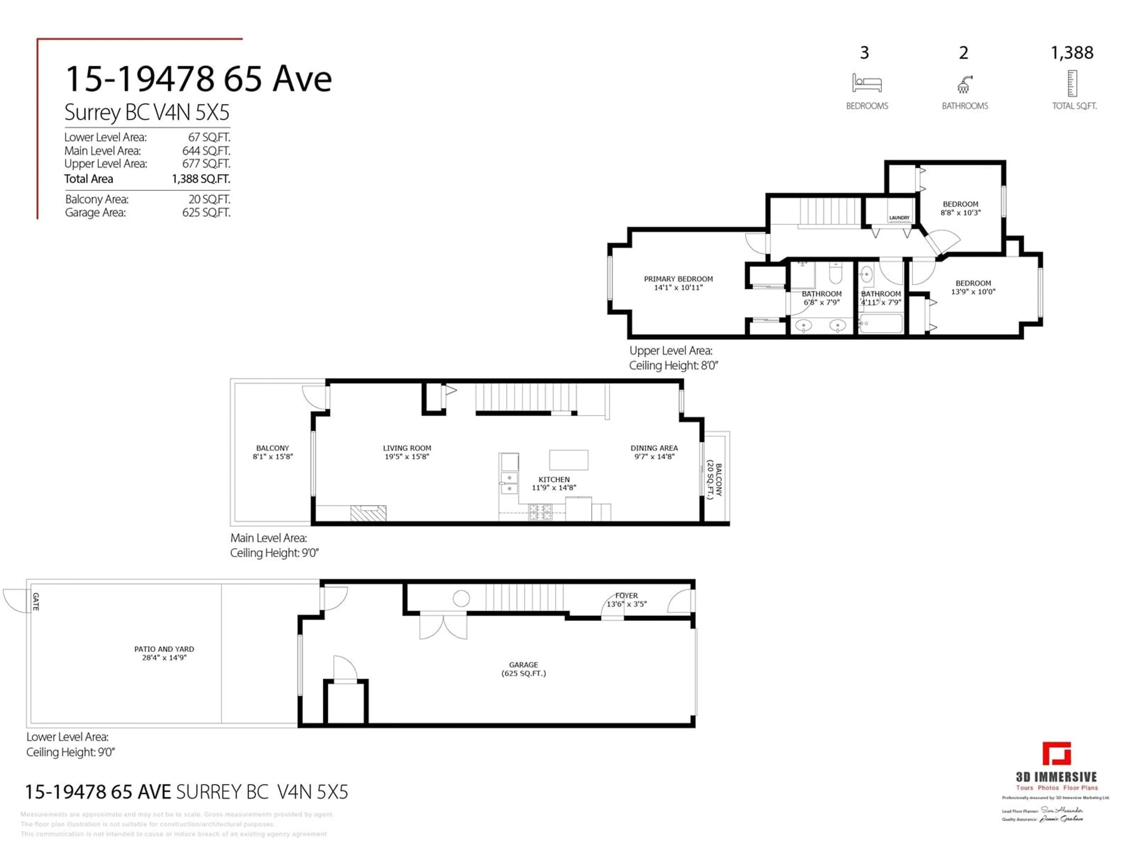 Floor plan for 15 - 19478 65, Surrey British Columbia V4N5X5