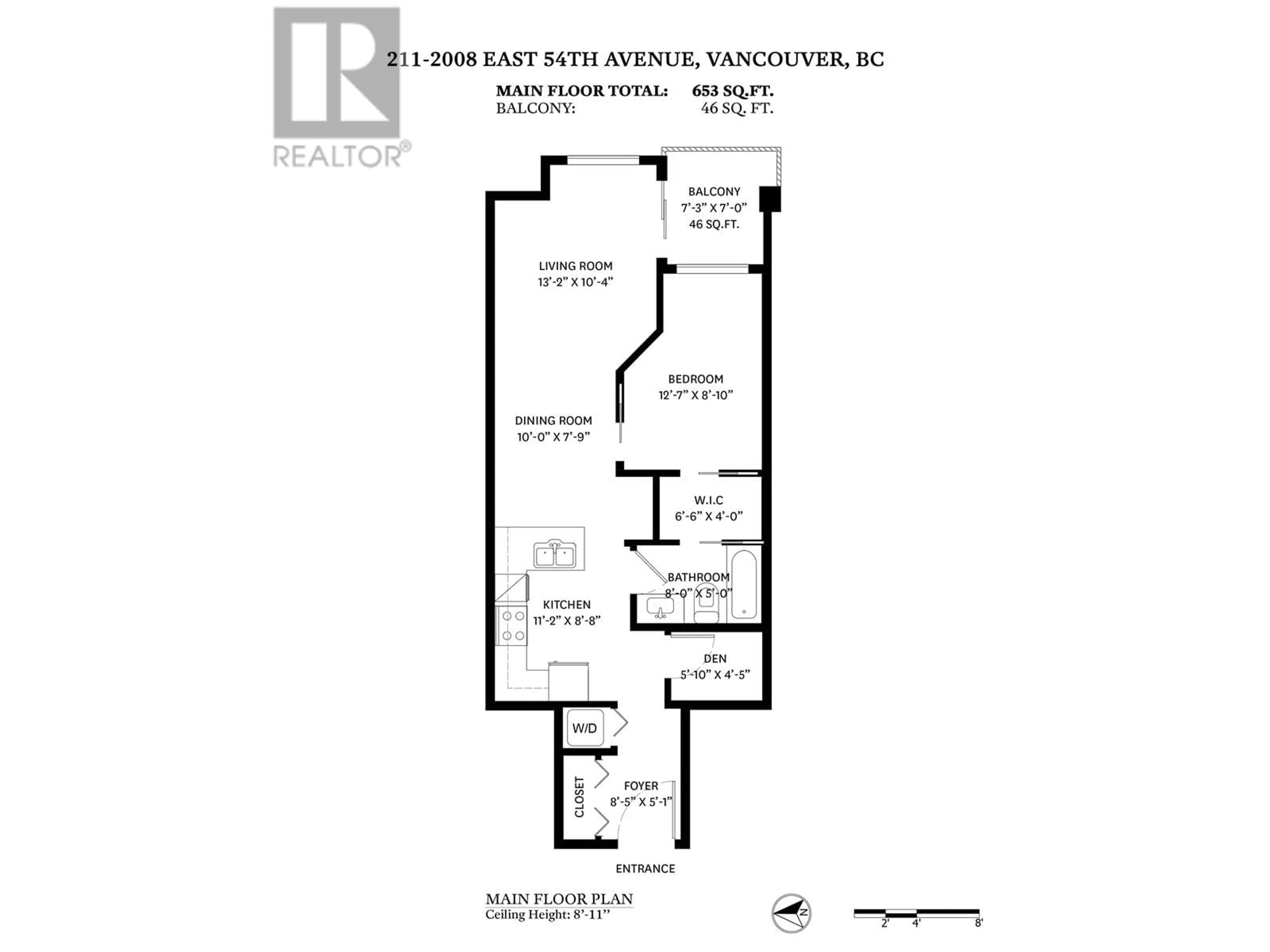 Floor plan for 211 - 2008 54TH AVENUE, Vancouver British Columbia V5P1Y6