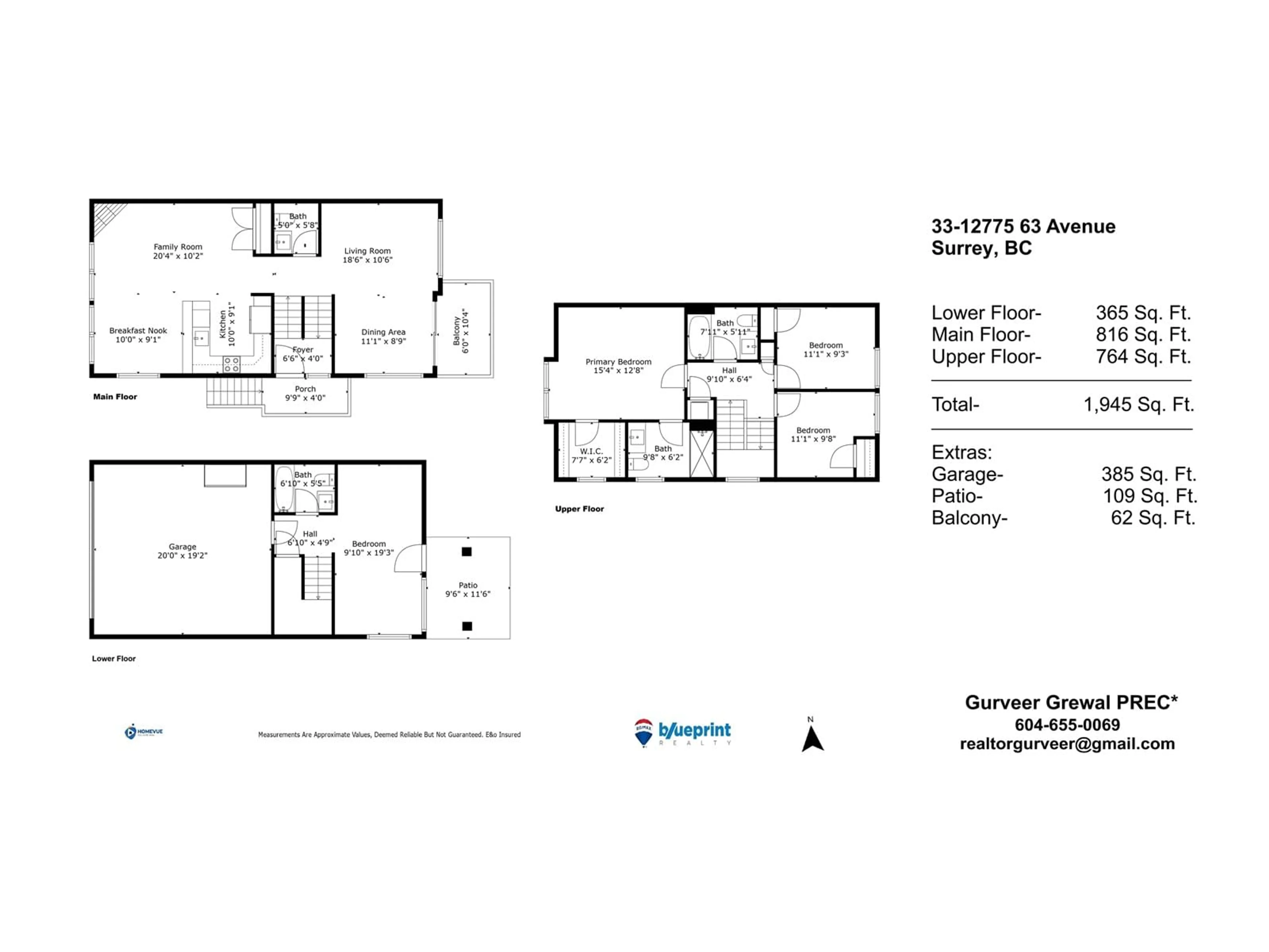 Floor plan for 33 - 12775 63, Surrey British Columbia V3X0E9