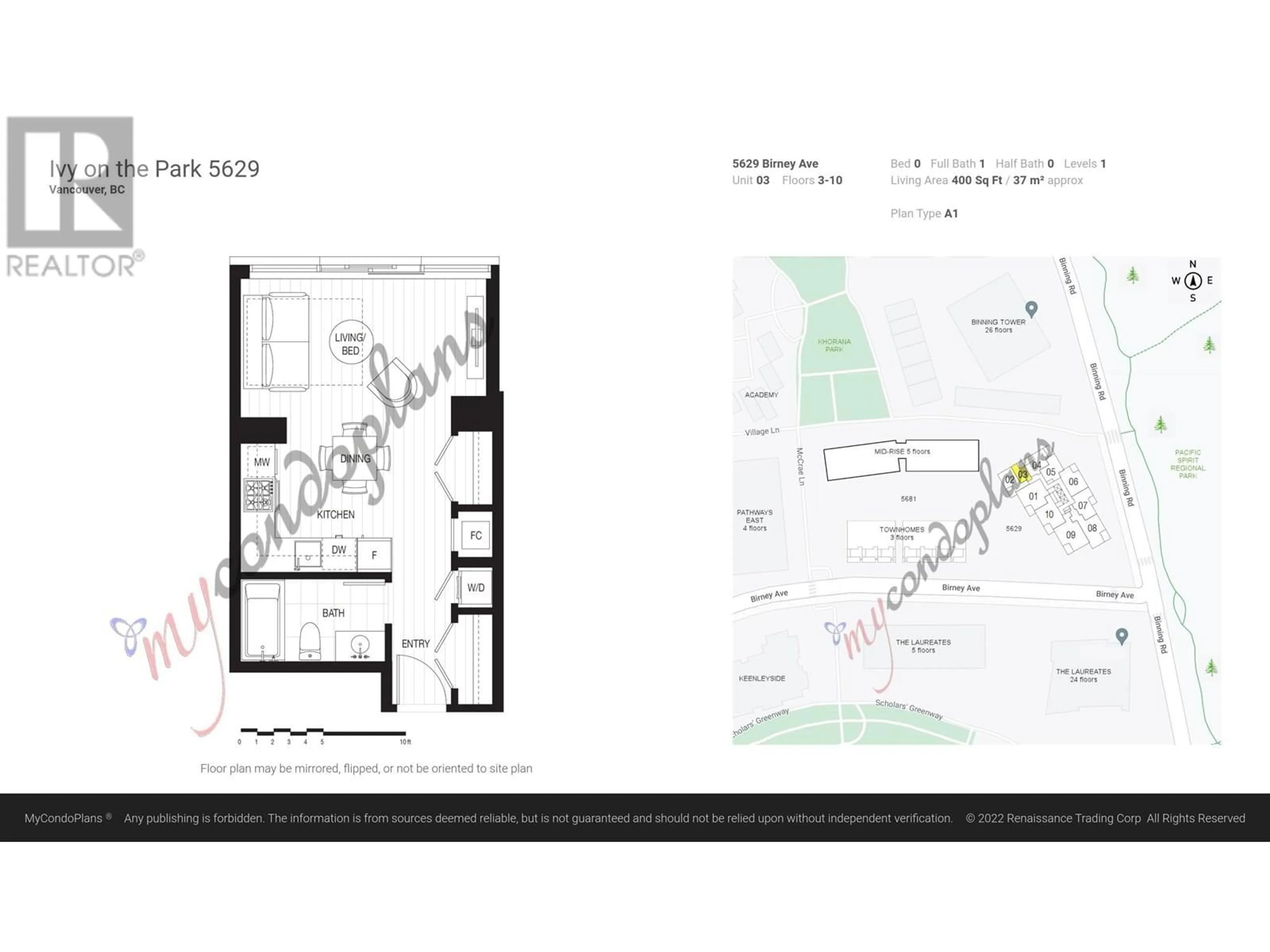 Floor plan for 903 - 5629 BIRNEY AVENUE, Vancouver British Columbia V6S0L5