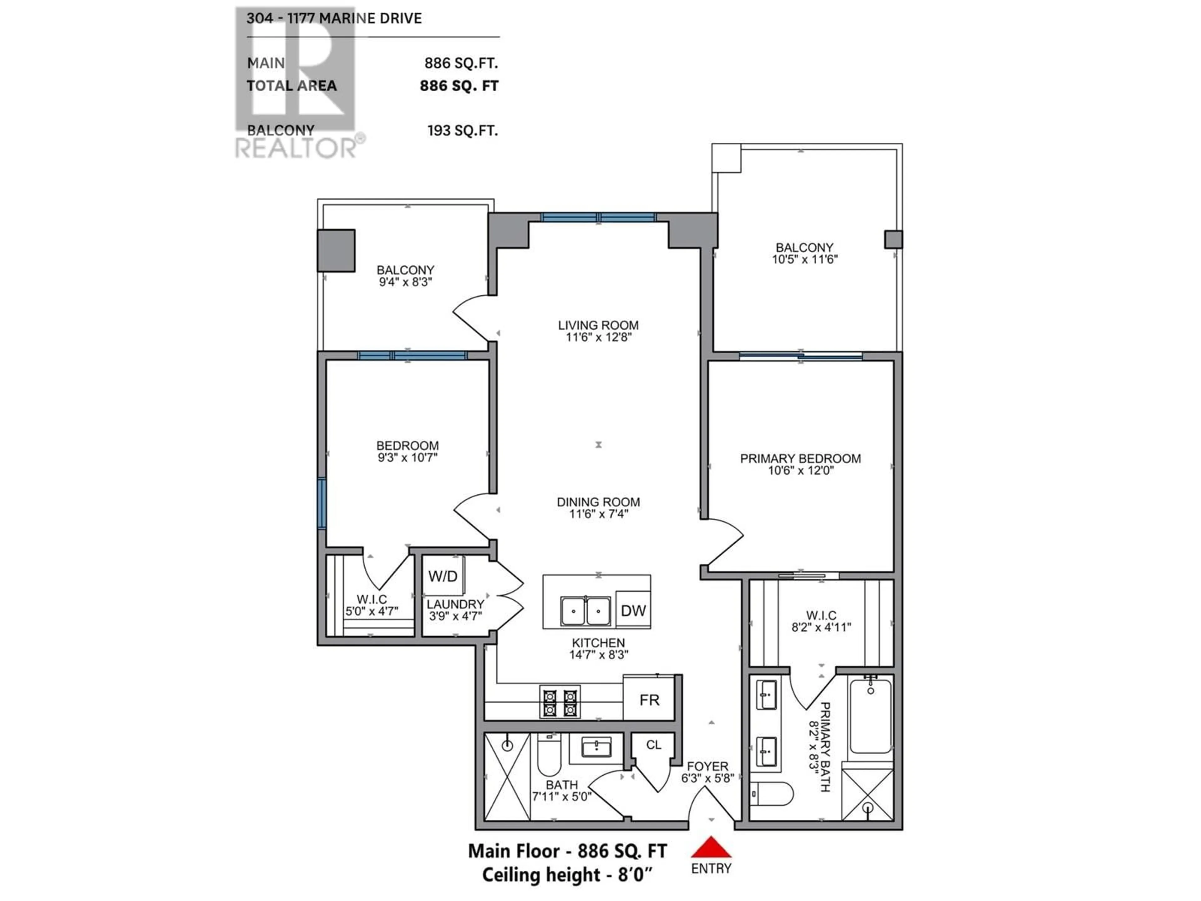 Floor plan for 304 - 1177 MARINE DRIVE, North Vancouver British Columbia V7P1T1