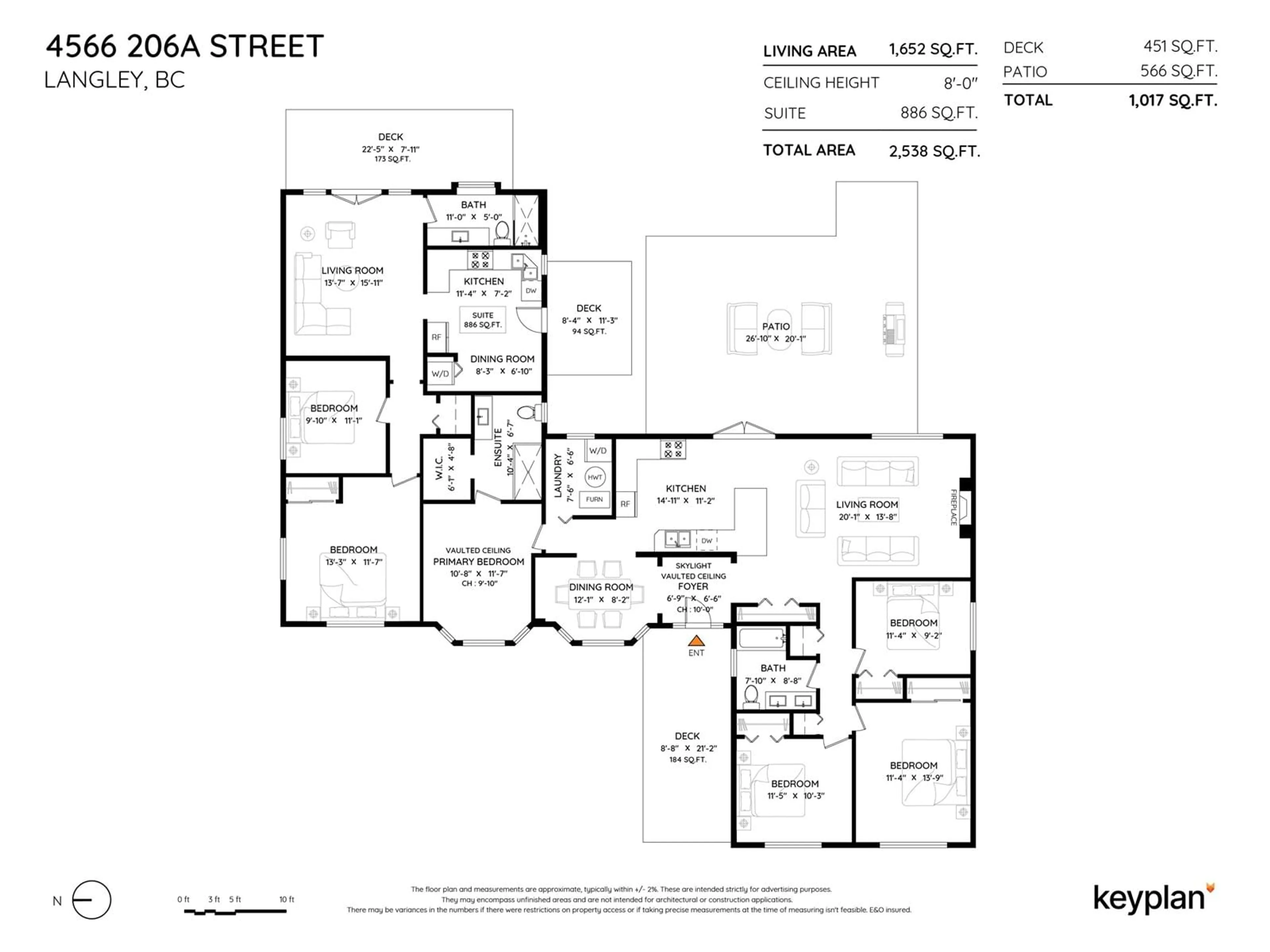 Floor plan for 4566 206A, Langley British Columbia V3A2C8