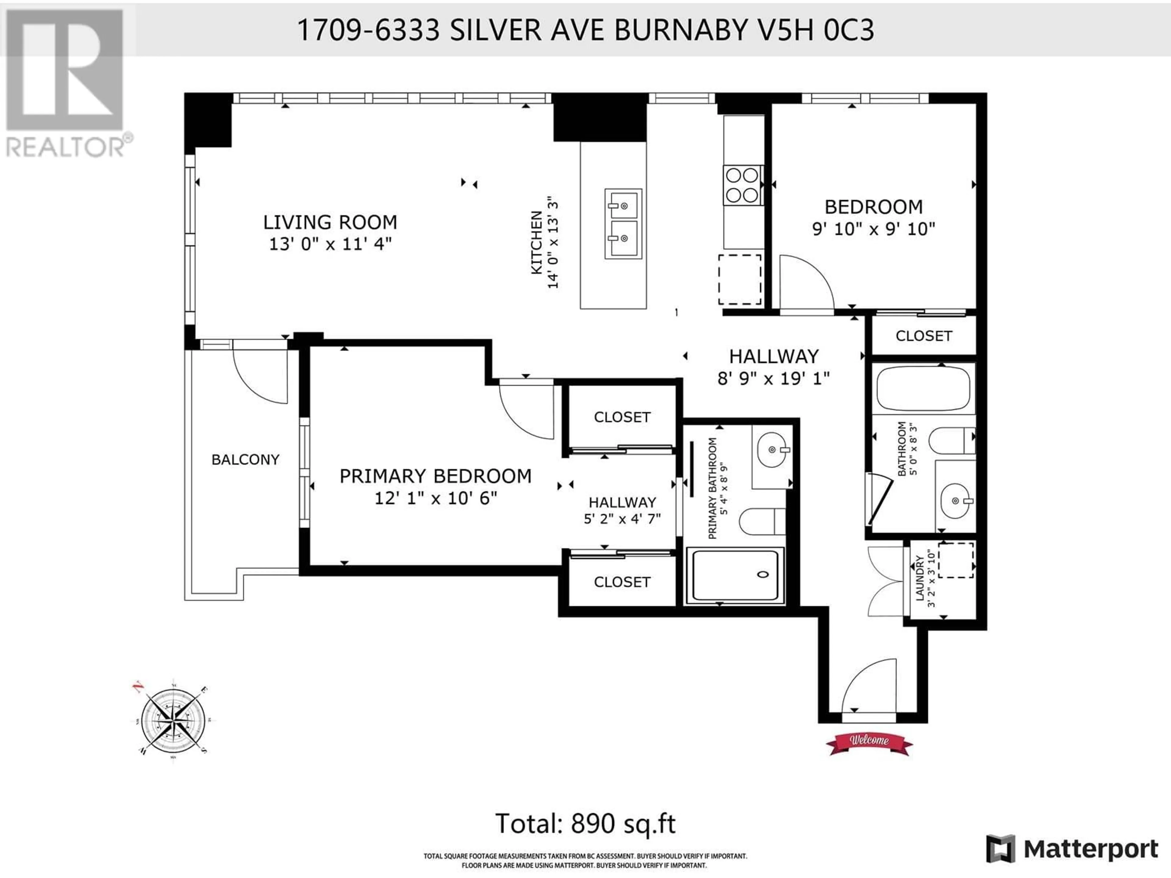 Floor plan for 1709 - 6333 SILVER AVENUE, Burnaby British Columbia V5H0C3