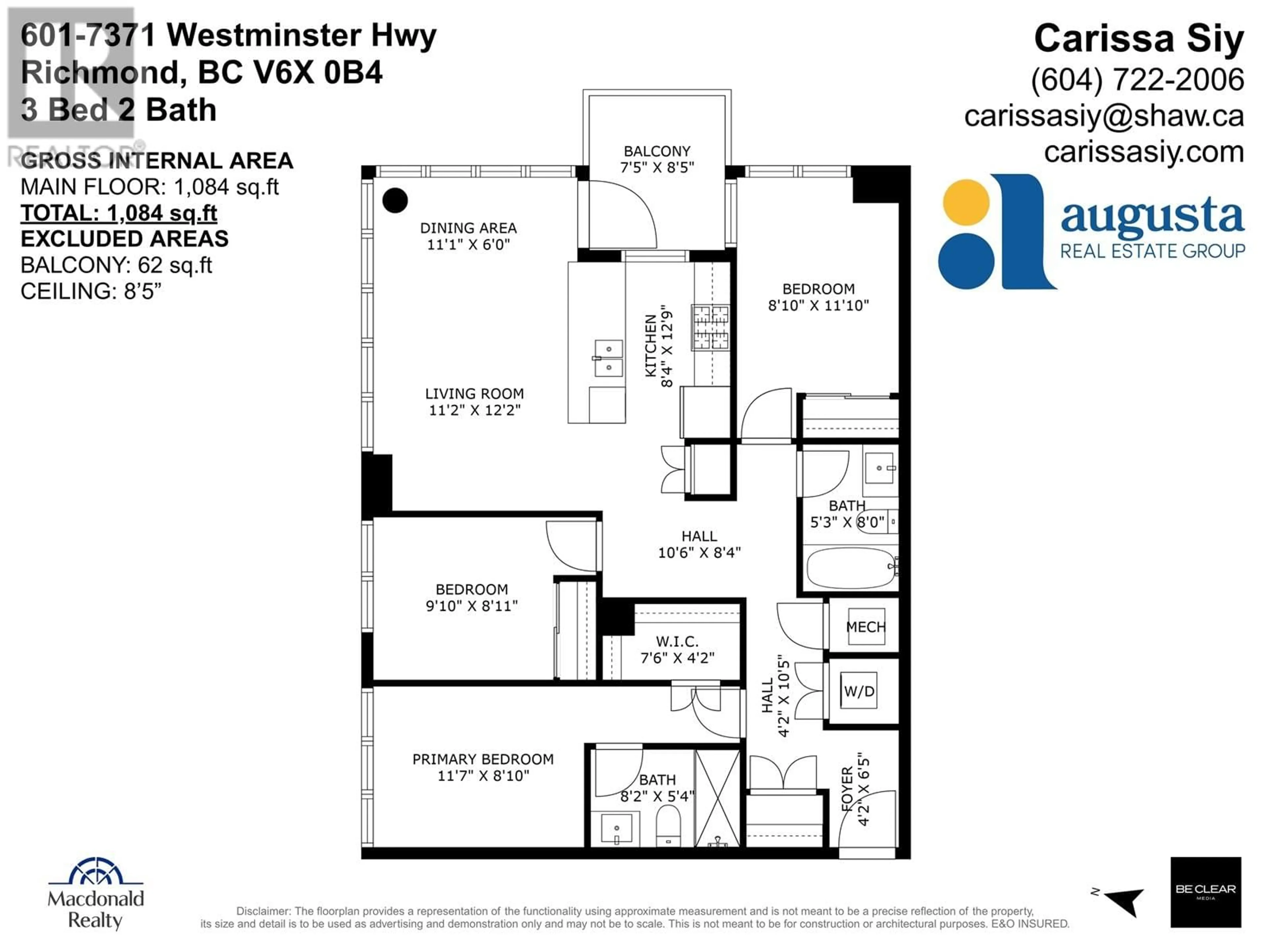 Floor plan for 601 - 7371 WESTMINSTER HIGHWAY, Richmond British Columbia V6X0B4