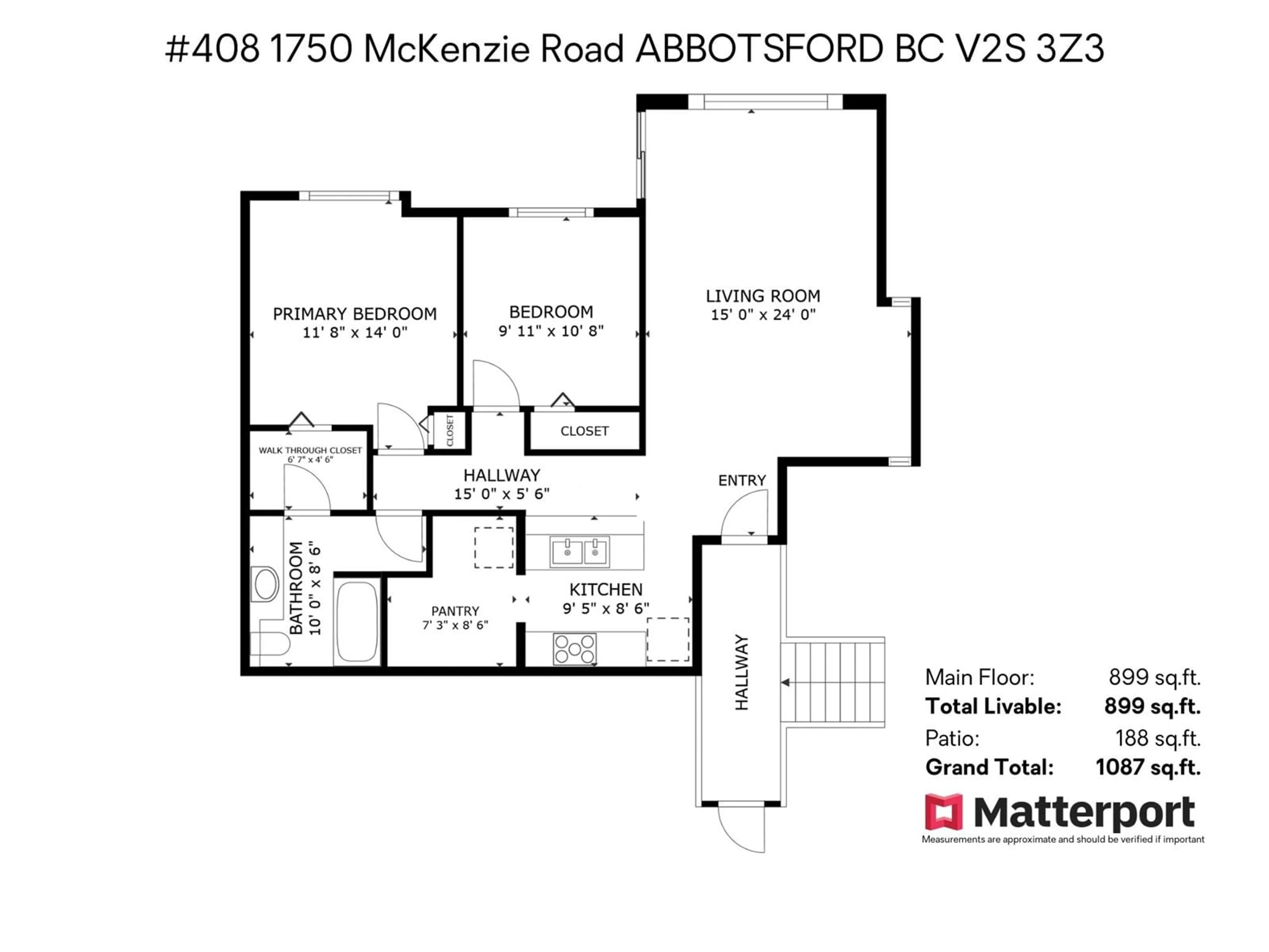 Floor plan for 408 - 1750 MCKENZIE, Abbotsford British Columbia V2S3Z3