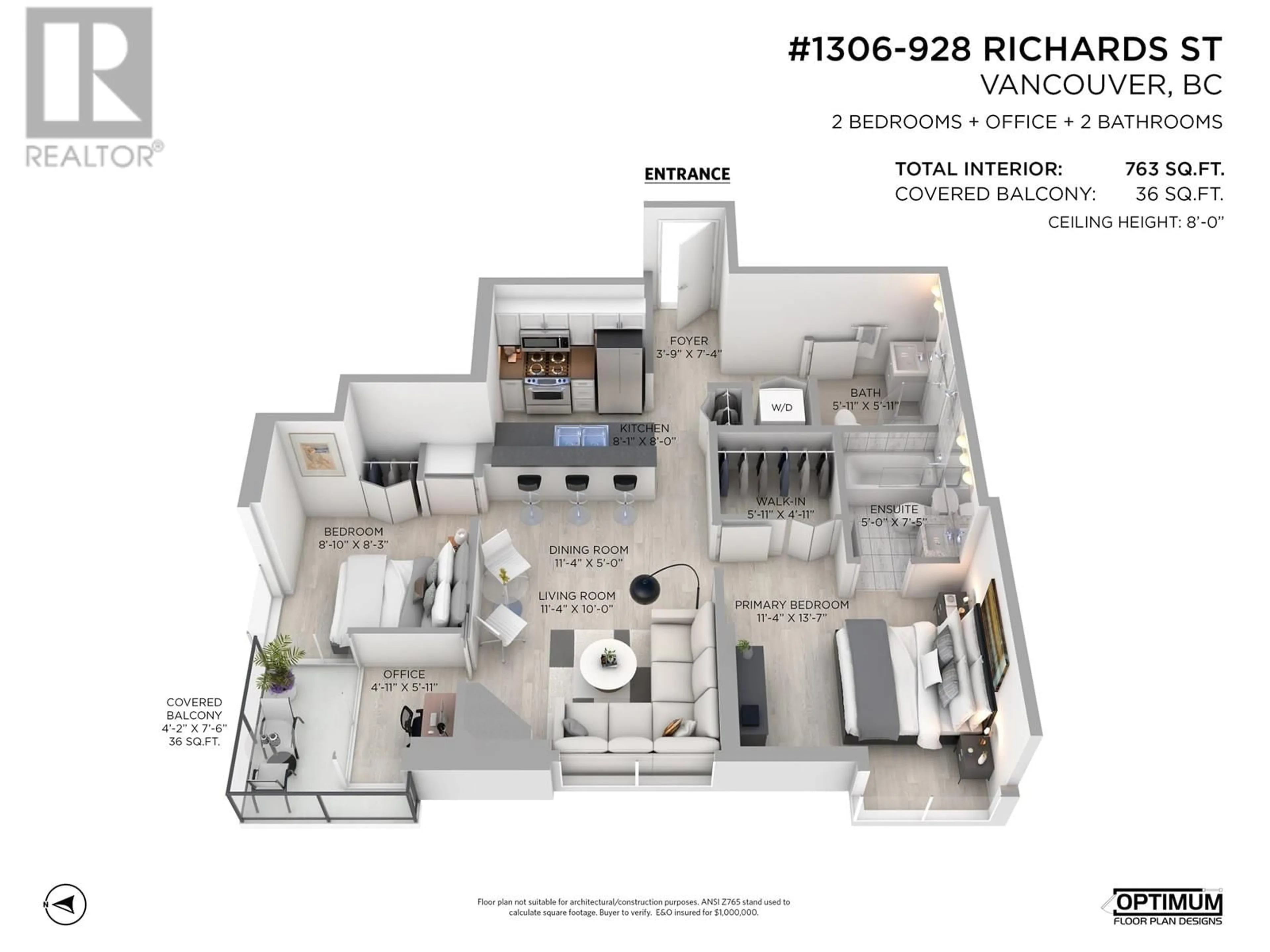 Floor plan for 1306 - 928 RICHARDS STREET, Downtown British Columbia V6Z2N8