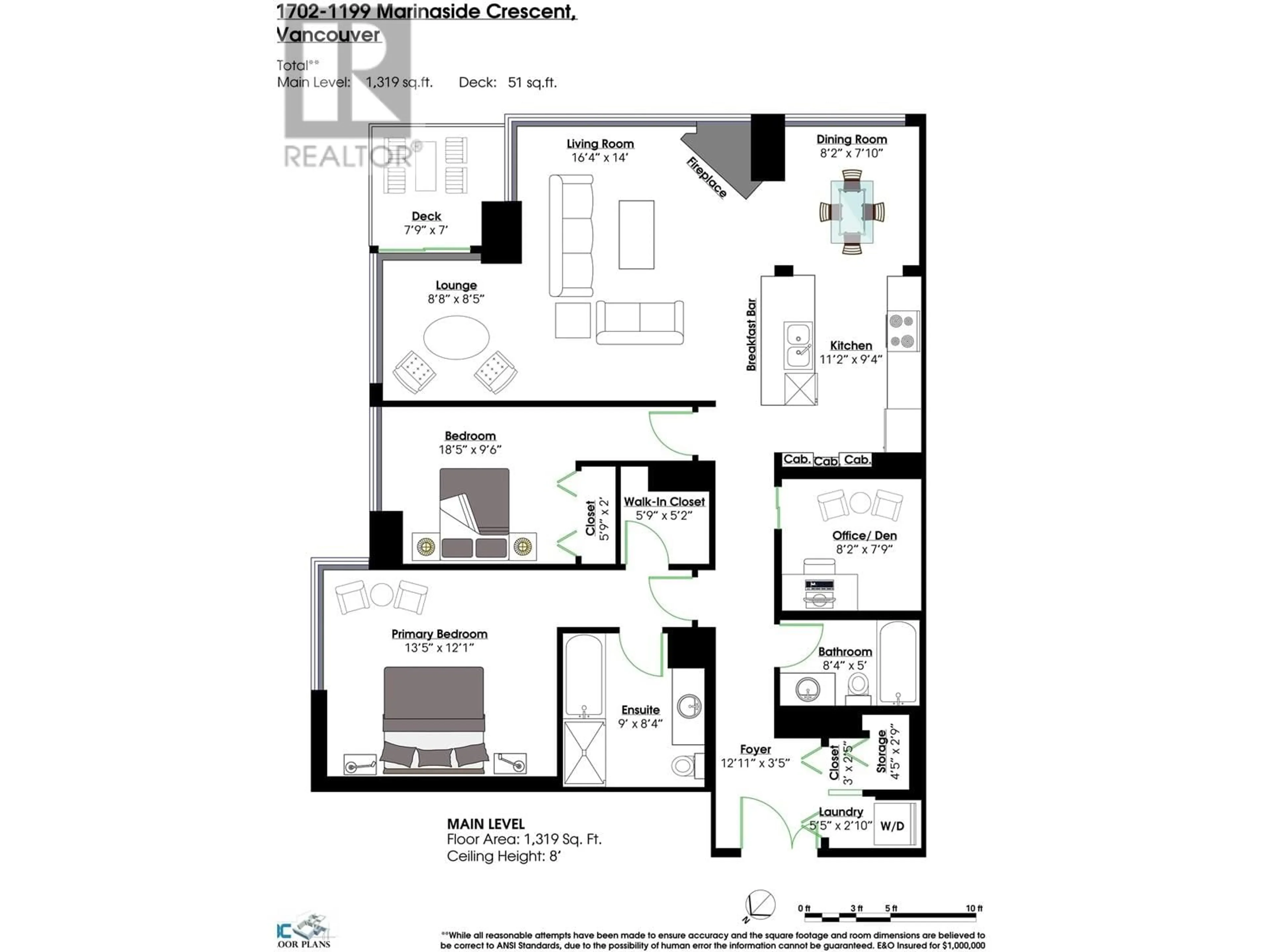Floor plan for 1702 - 1199 MARINASIDE CRESCENT, Vancouver British Columbia V6Z2Y2
