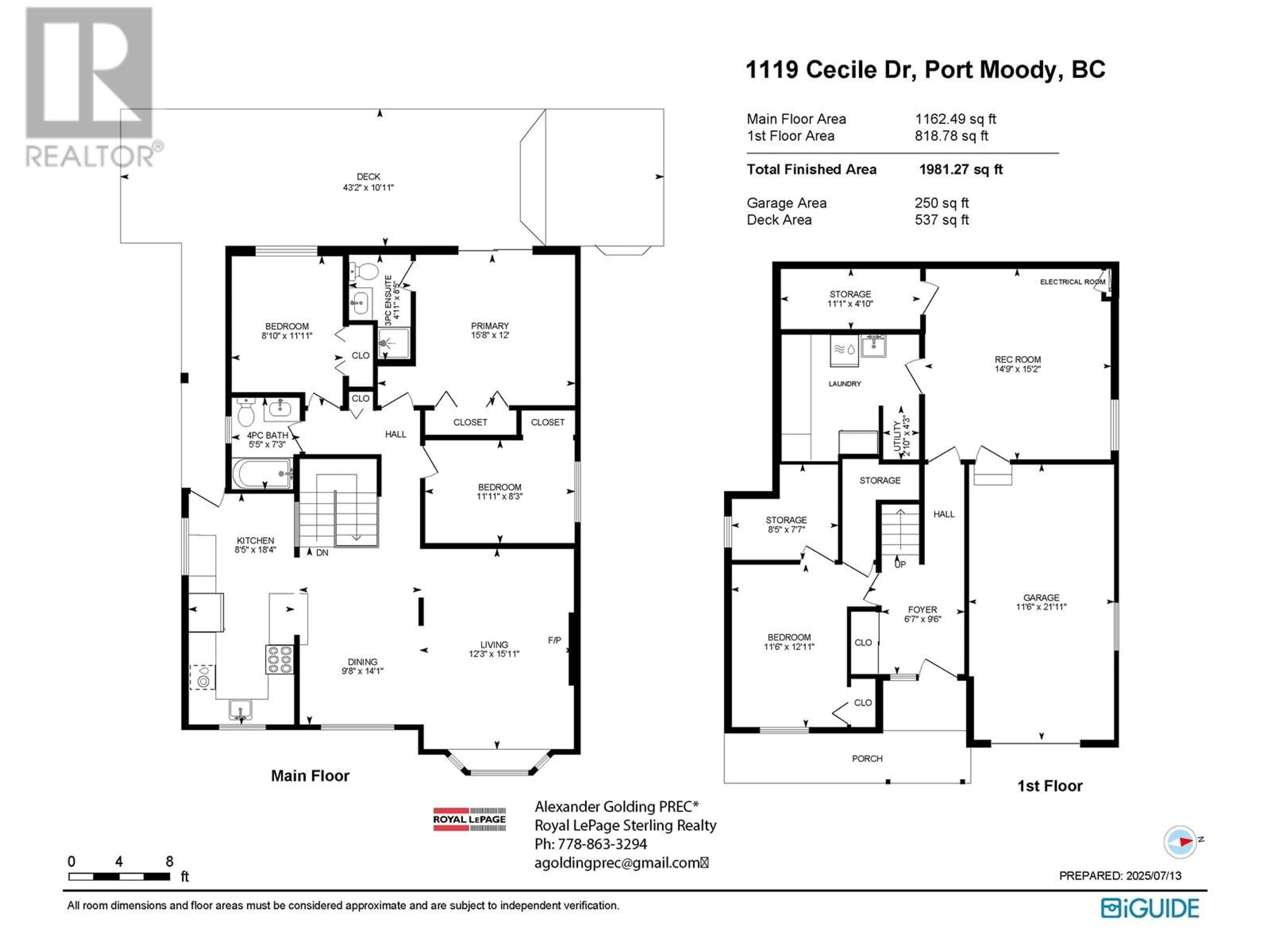 Floor plan for 1119 CECILE DRIVE, Port Moody British Columbia V3H1M8