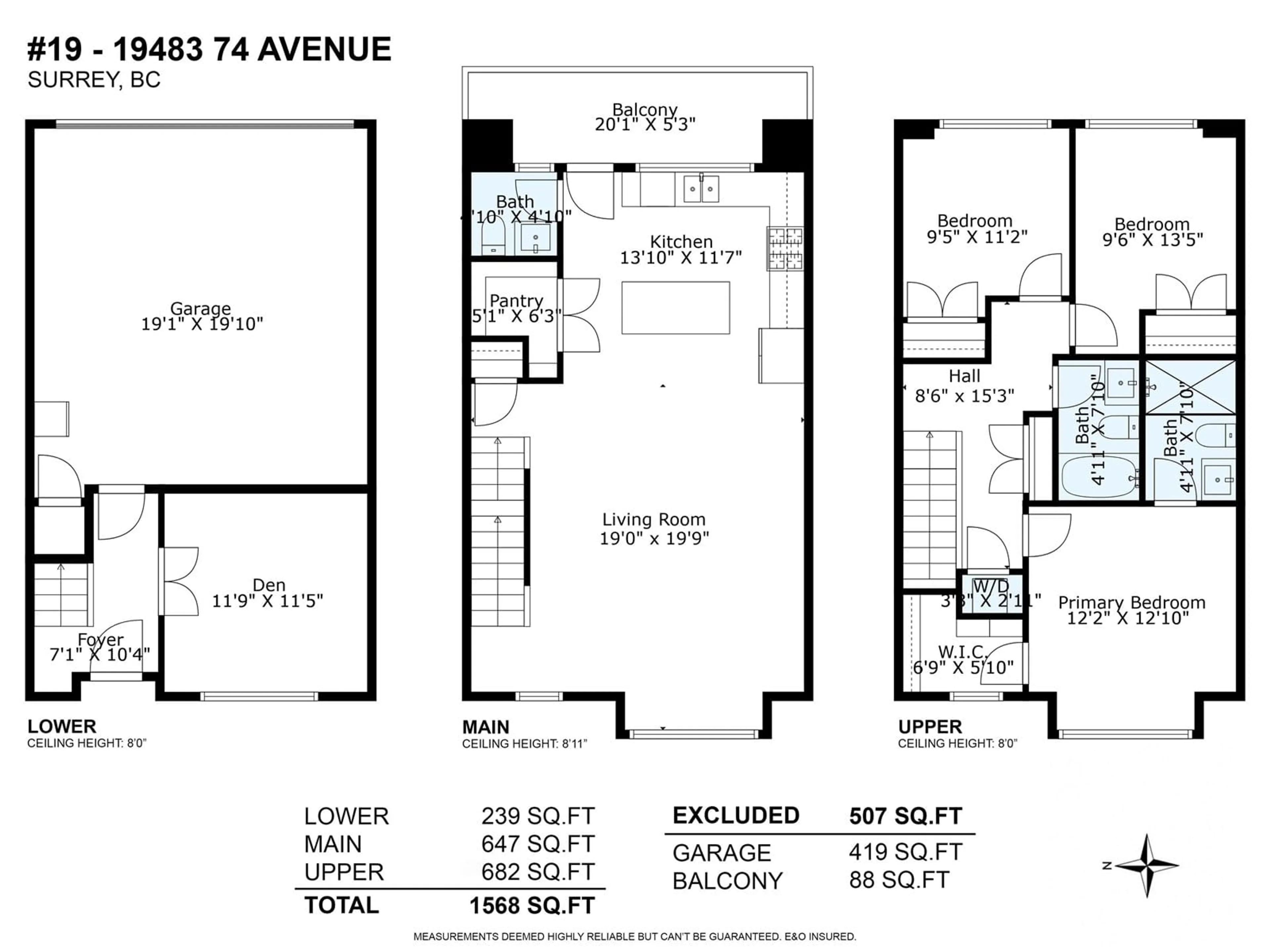 Floor plan for 19 - 19483 74, Surrey British Columbia V4N6V7