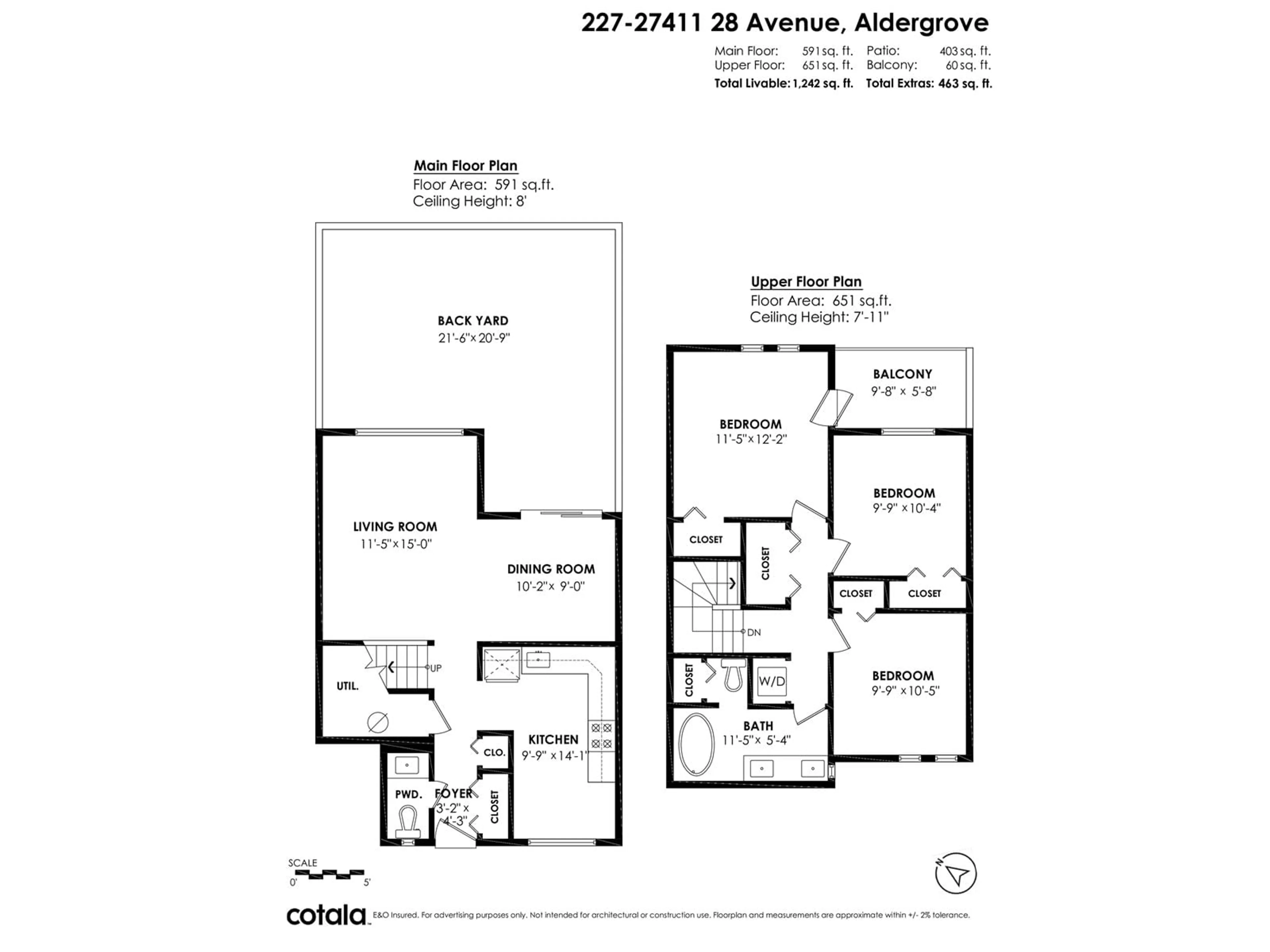 Floor plan for 227 - 27411 28, Langley British Columbia V4W3V1