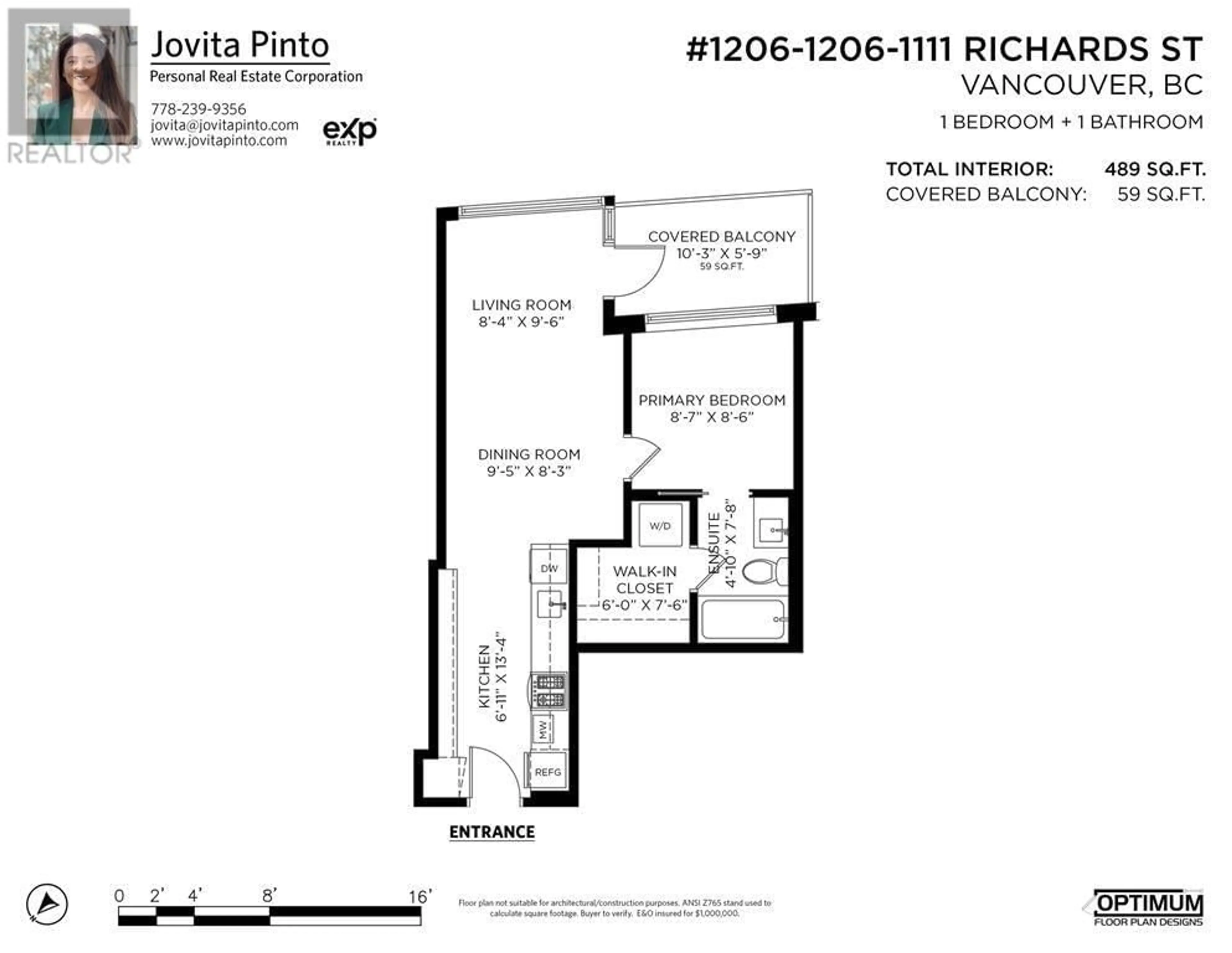 Floor plan for 1206 - 1111 RICHARDS STREET, Vancouver British Columbia V6B0S3