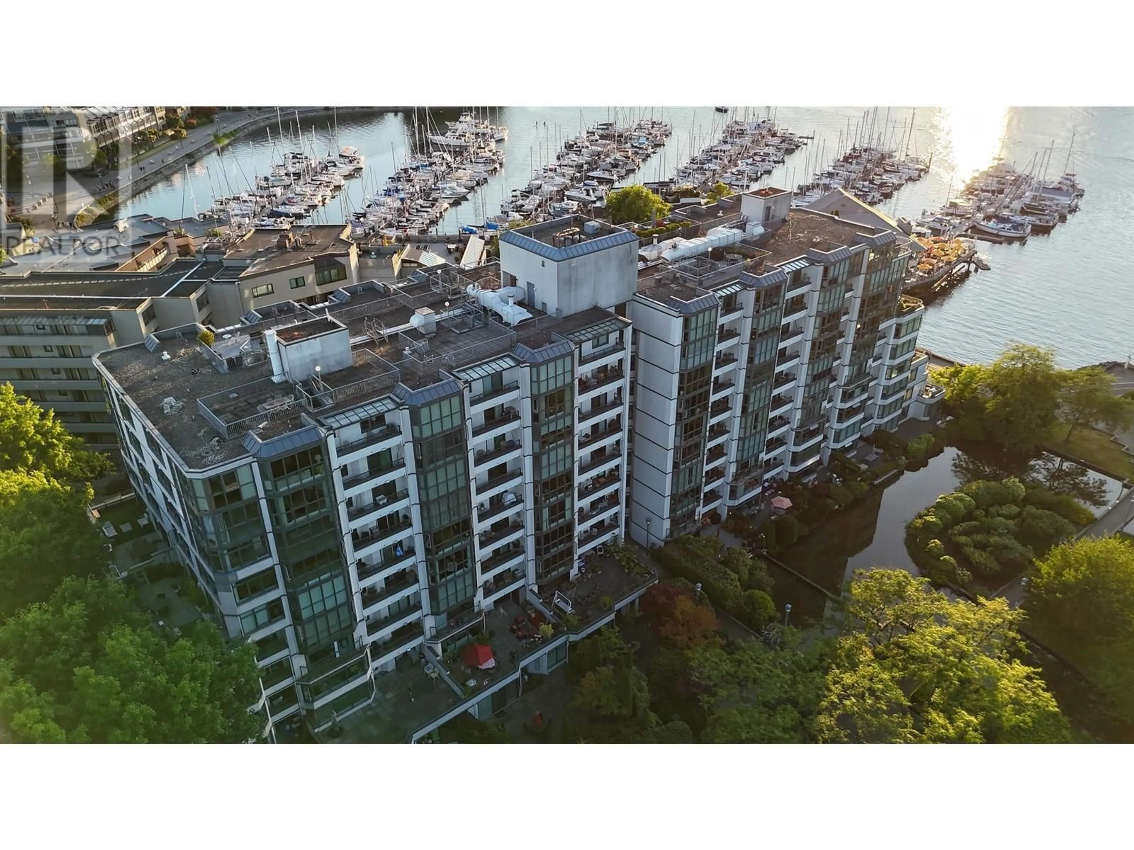 A pic from outside/outdoor area/front of a property/back of a property/a pic from drone, city buildings view from balcony for 411 - 456 MOBERLY ROAD, Vancouver British Columbia V5Z4L7