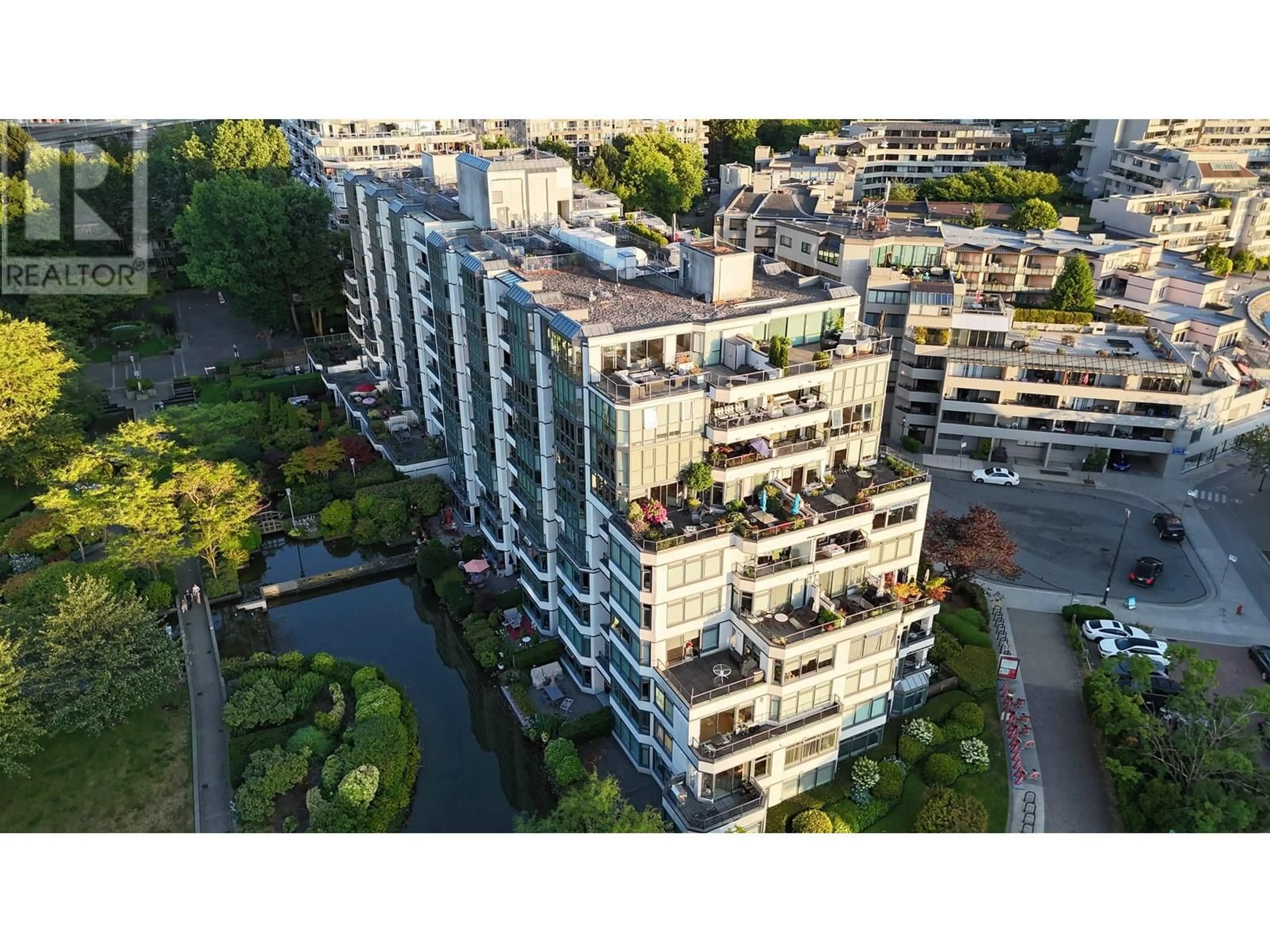 A pic from outside/outdoor area/front of a property/back of a property/a pic from drone, city buildings view from balcony for 411 - 456 MOBERLY ROAD, Vancouver British Columbia V5Z4L7