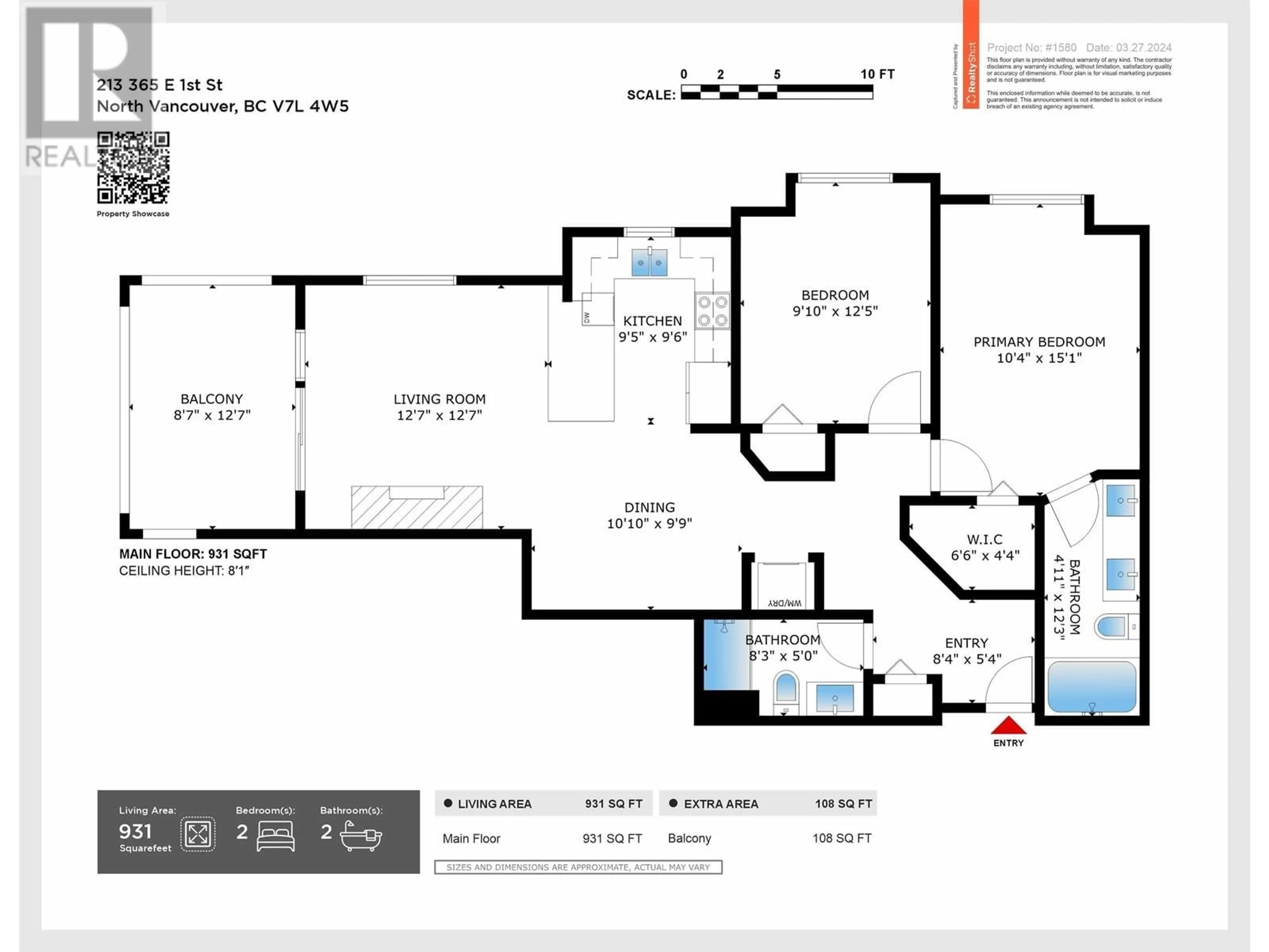 Floor plan for 213 - 365 1ST STREET, North Vancouver British Columbia V7L4W5