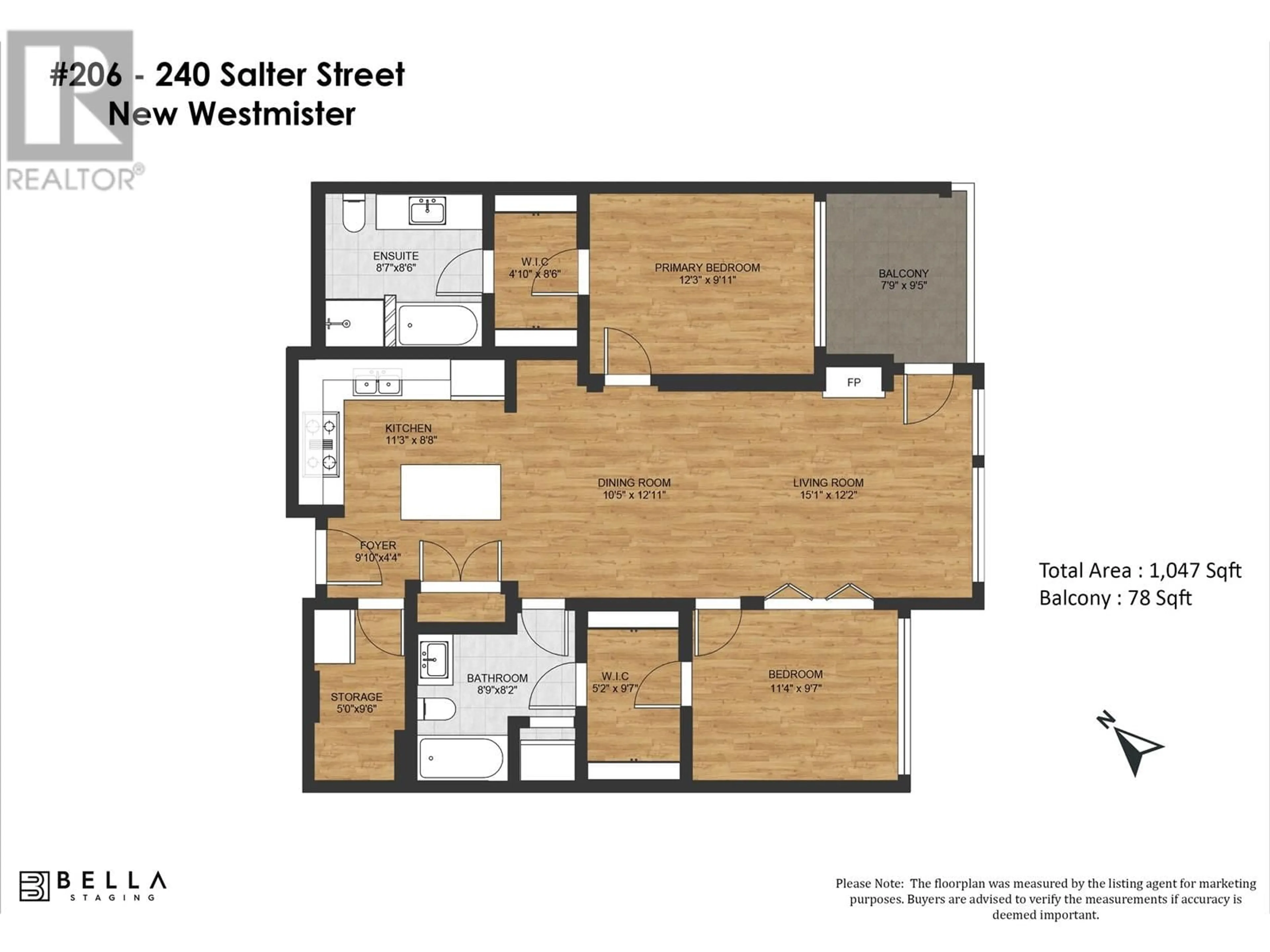 Floor plan for 206 - 240 SALTER STREET, New Westminster British Columbia V3M0C1