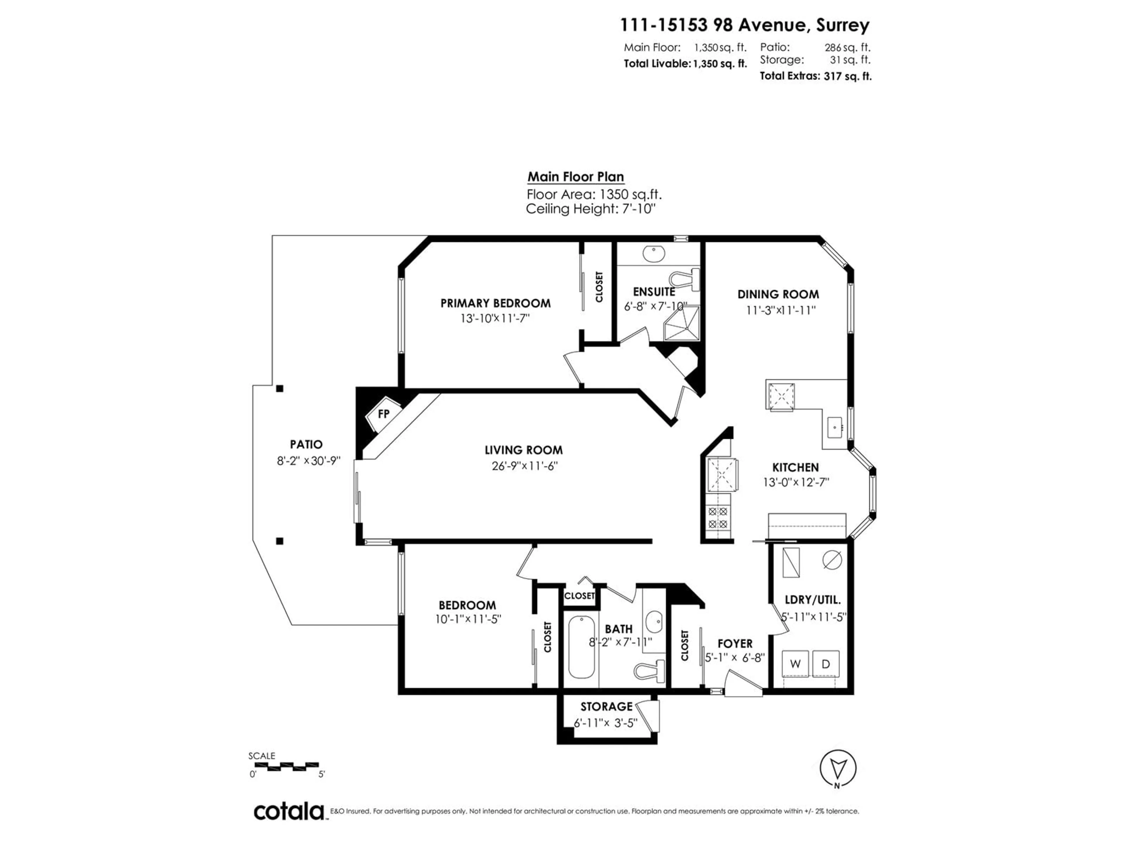 Floor plan for 111 - 15153 98, Surrey British Columbia V3R9M8
