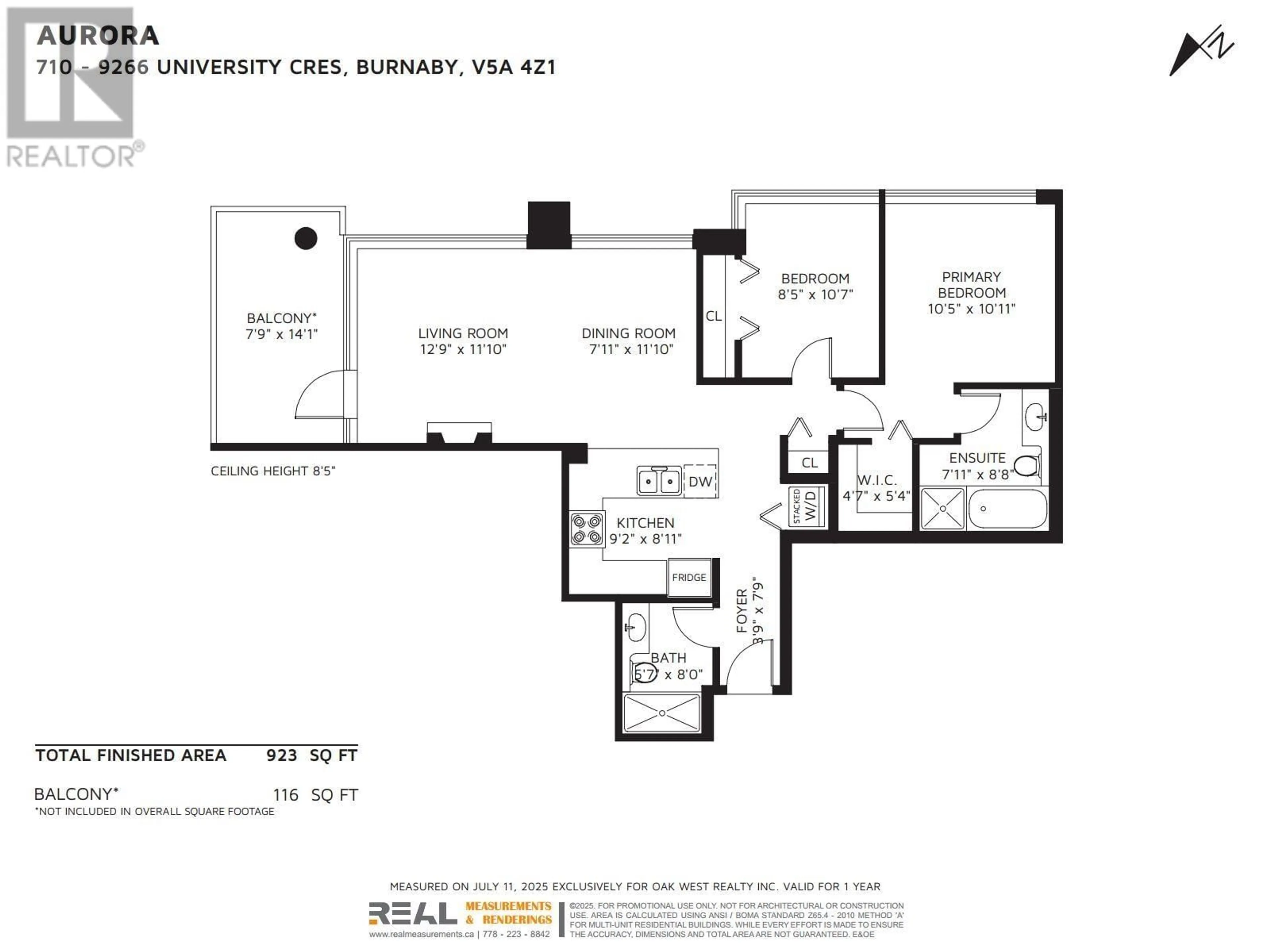 Floor plan for 710 - 9266 UNIVERSITY CRESCENT, Burnaby British Columbia V5A4Z1