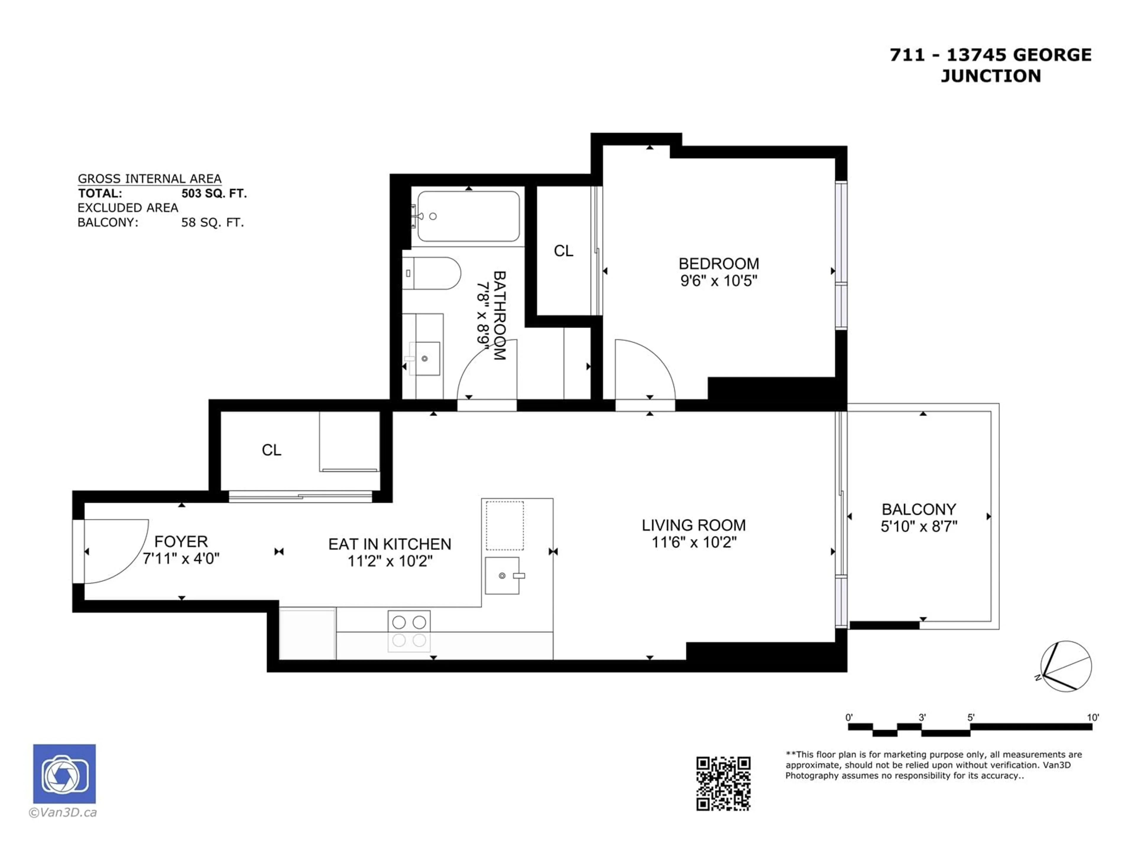 Floor plan for 711 - 13745 GEORGE JUNCTION, Surrey British Columbia V3T0V8