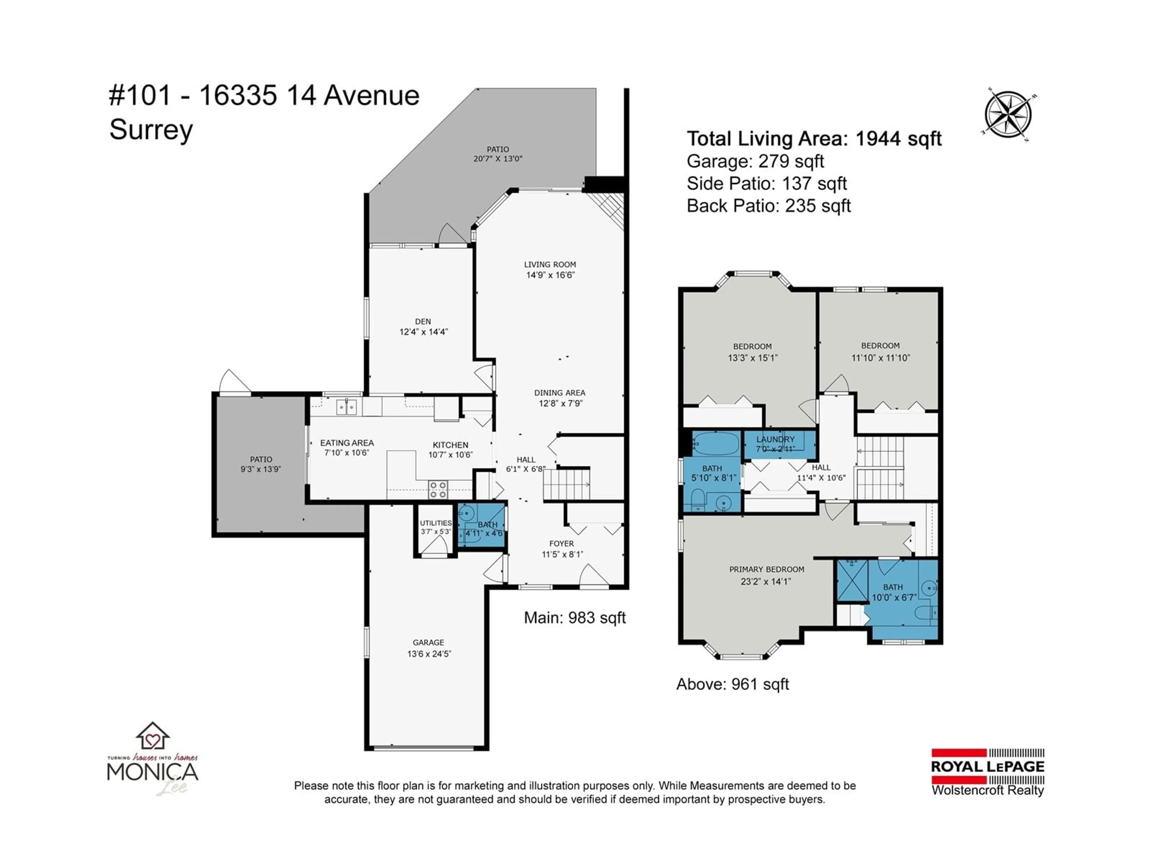 Floor plan for 101 - 16335 14, Surrey British Columbia V4A1H2