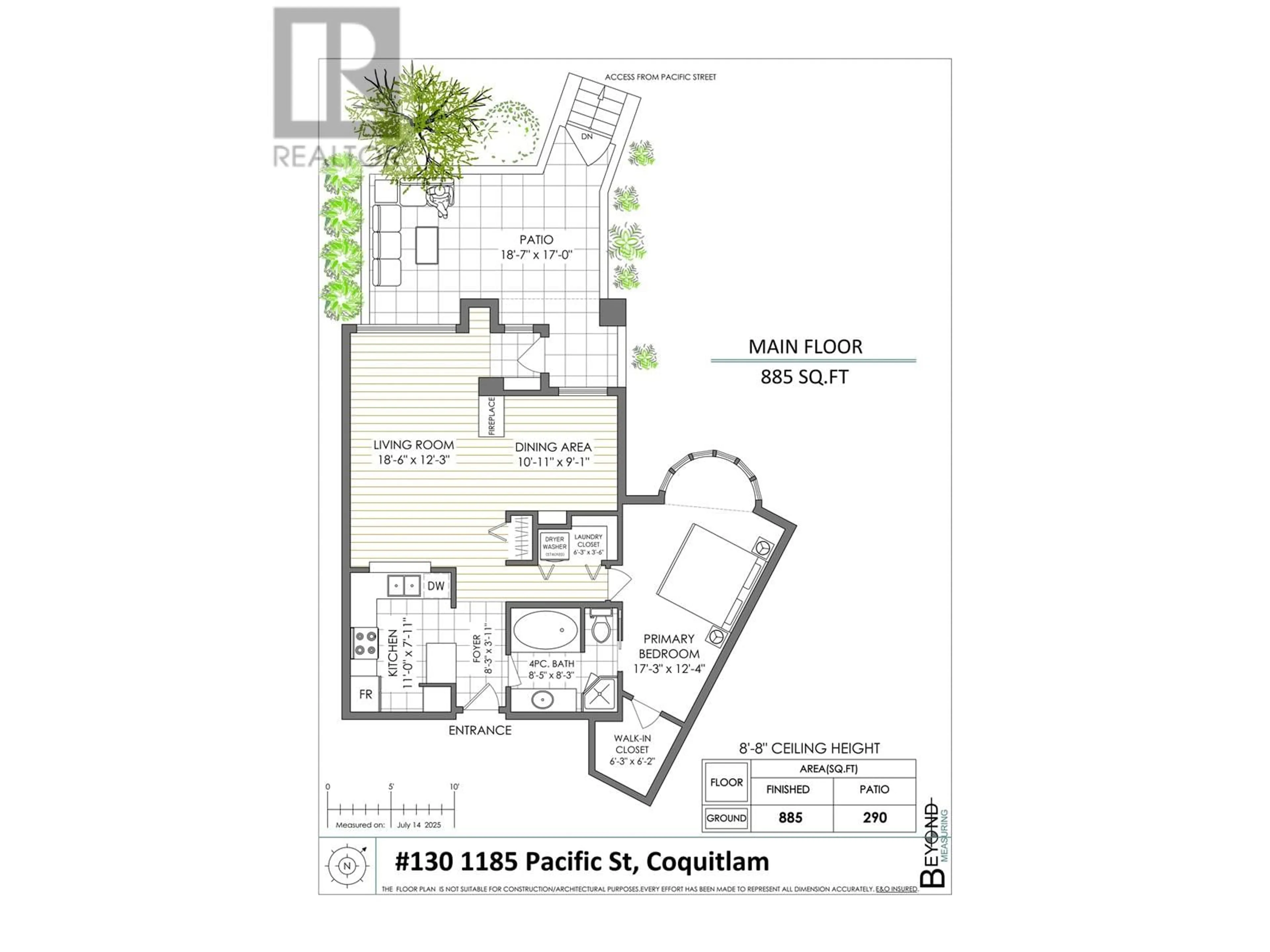 Floor plan for 130 - 1185 PACIFIC STREET, Coquitlam British Columbia V3B7Z2