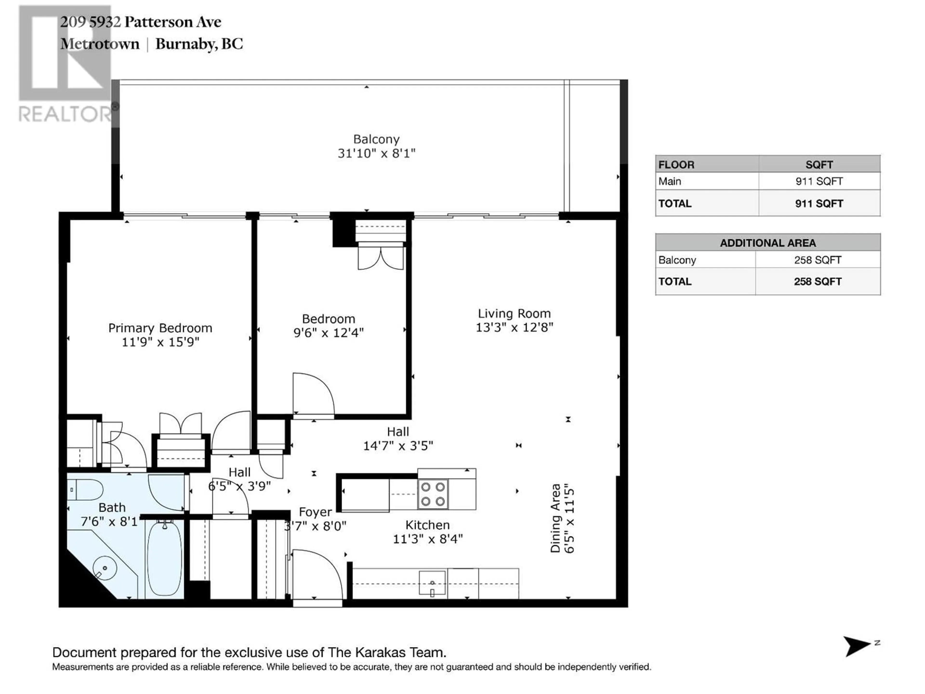 Floor plan for 209 - 5932 PATTERSON AVENUE, Burnaby British Columbia V5H4B4