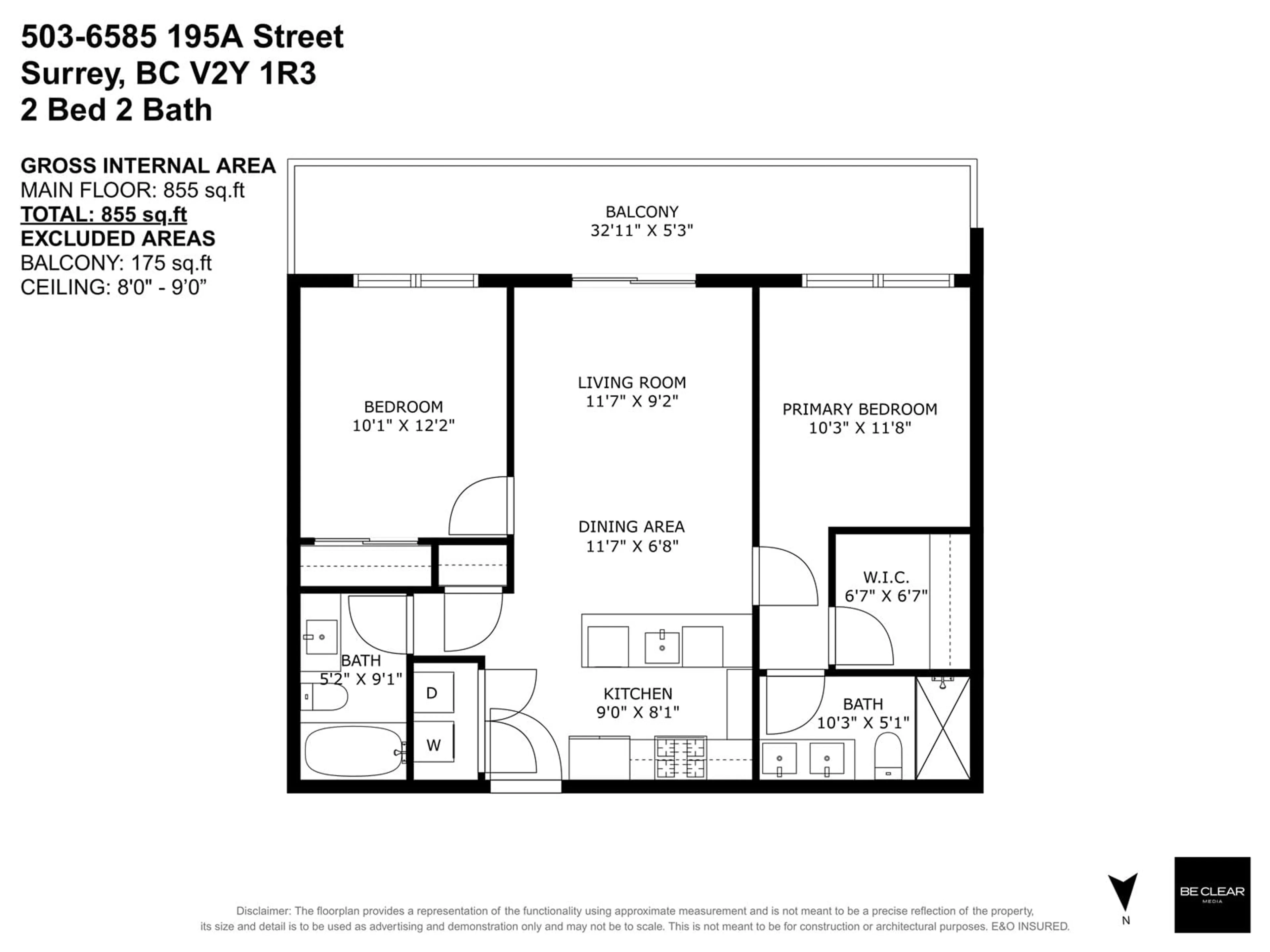 Floor plan for 503 - 6585 195A, Surrey British Columbia V4N6B5