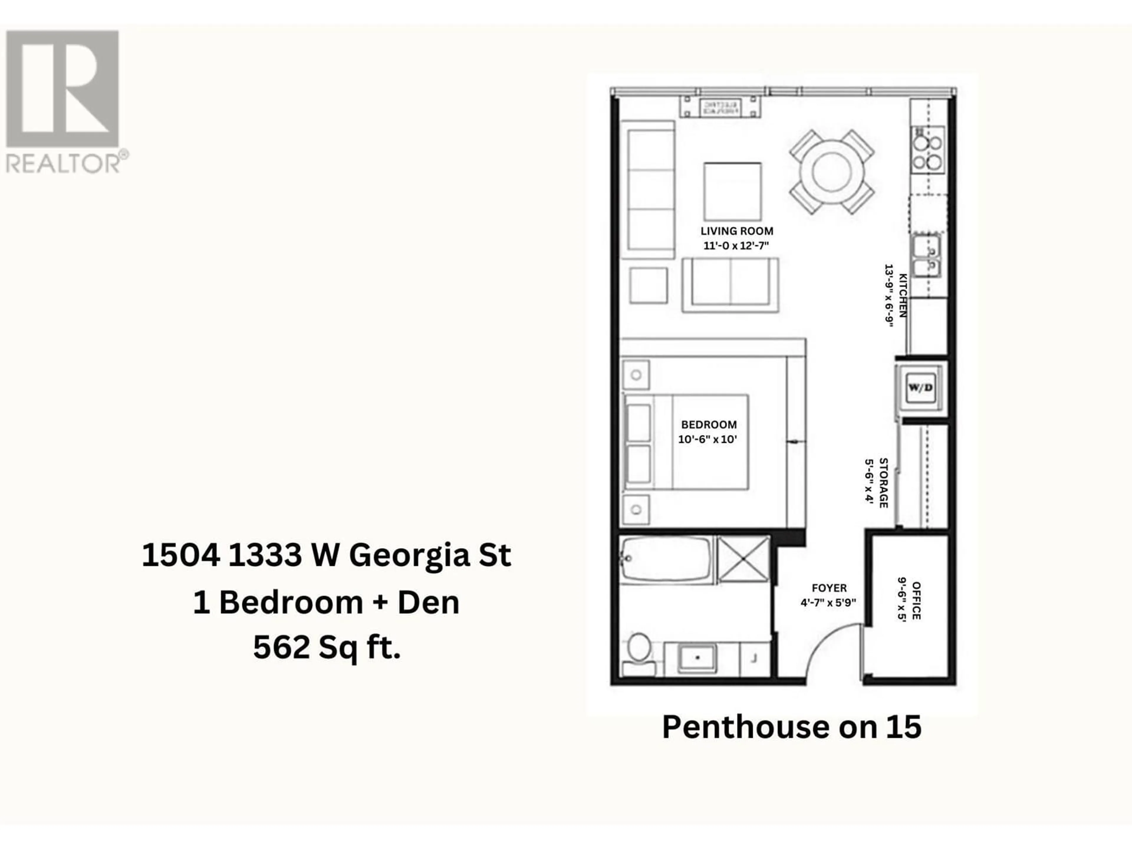 Floor plan for 1504 - 1333 GEORGIA STREET, Vancouver British Columbia V6E4V3
