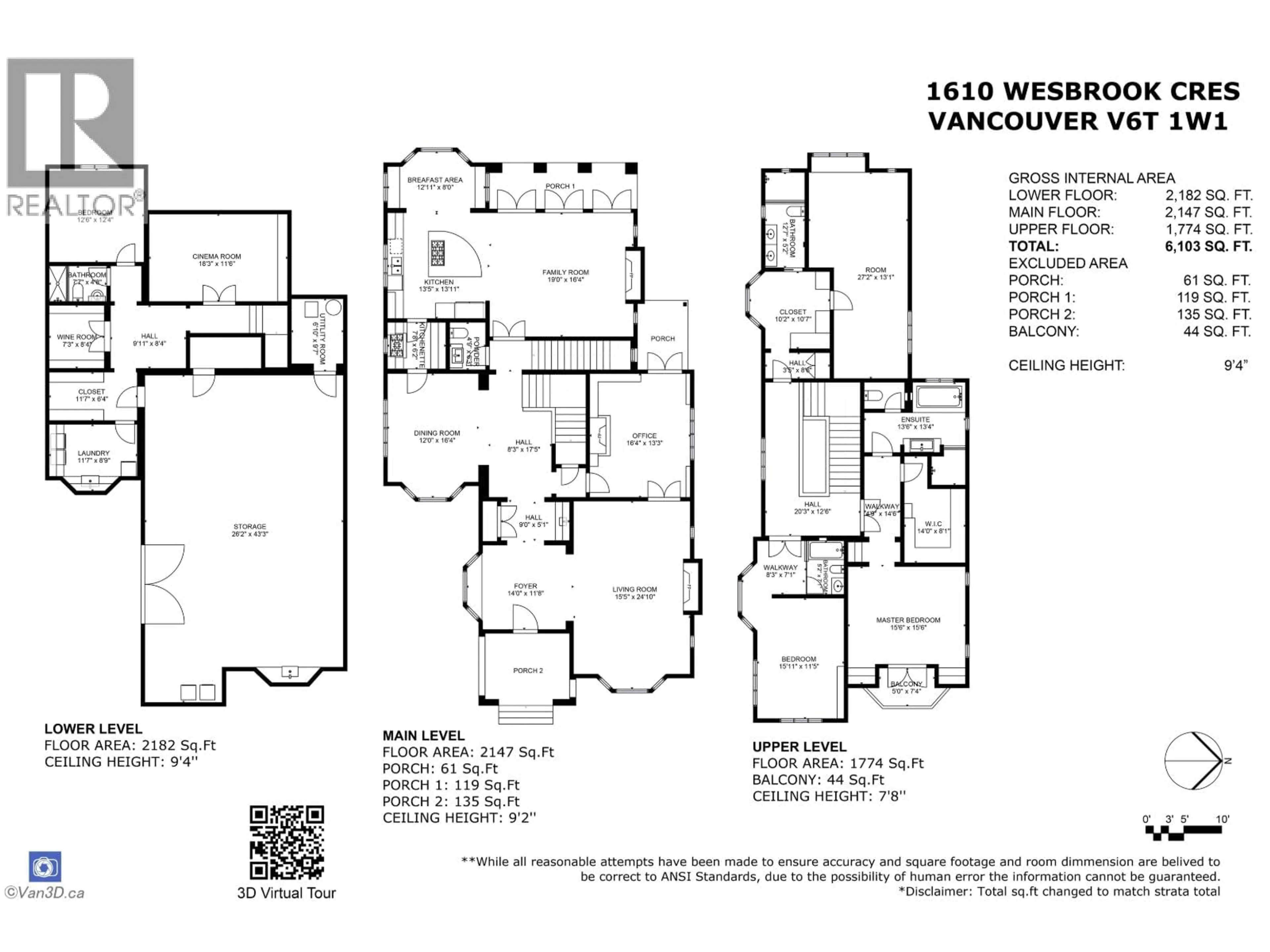 Floor plan for 1610 WESBROOK CRESCENT, Vancouver British Columbia V6T1W1