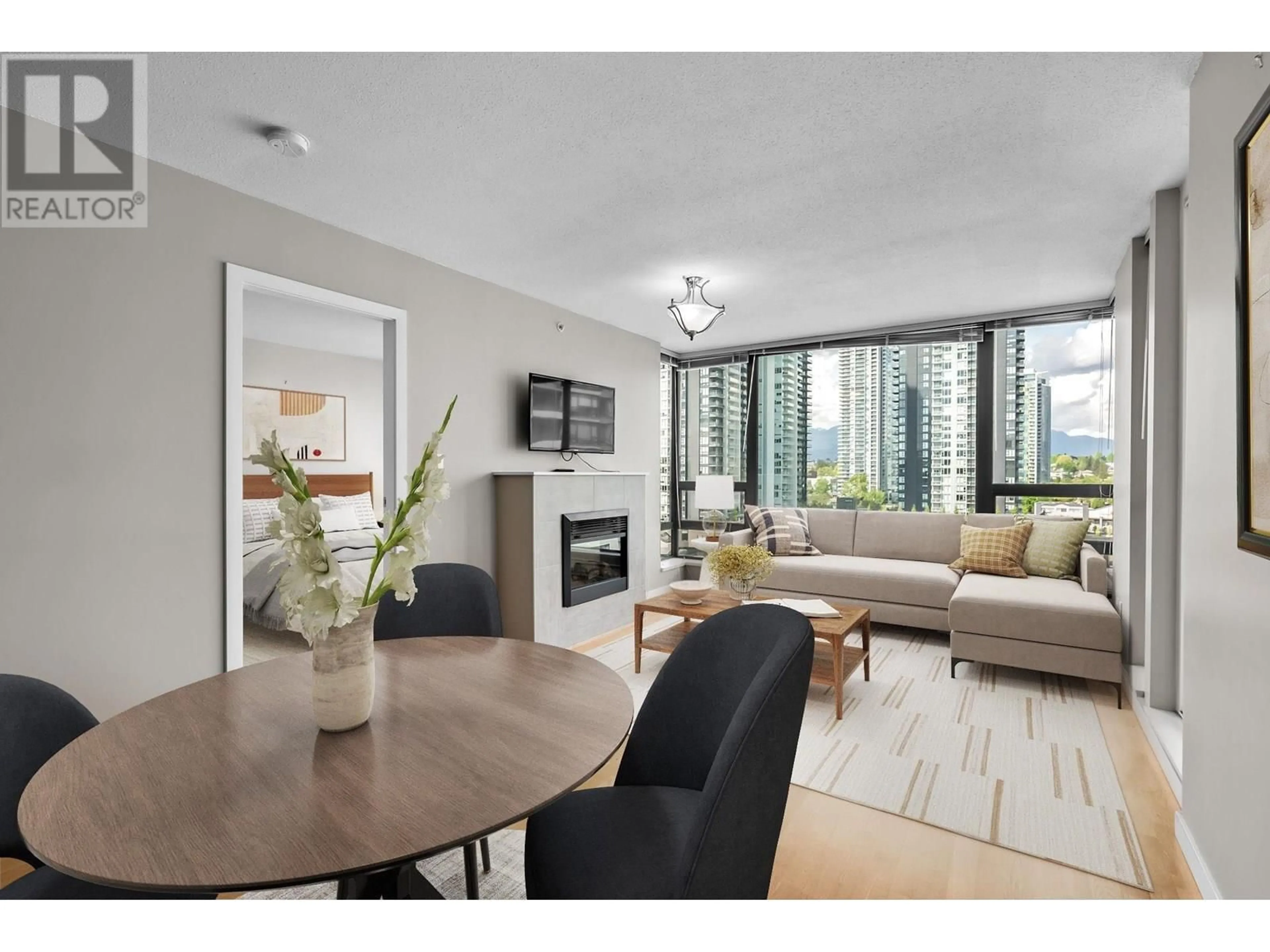Living room with furniture, wood/laminate floor for 1608 - 4178 DAWSON STREET, Burnaby British Columbia V5C0A1