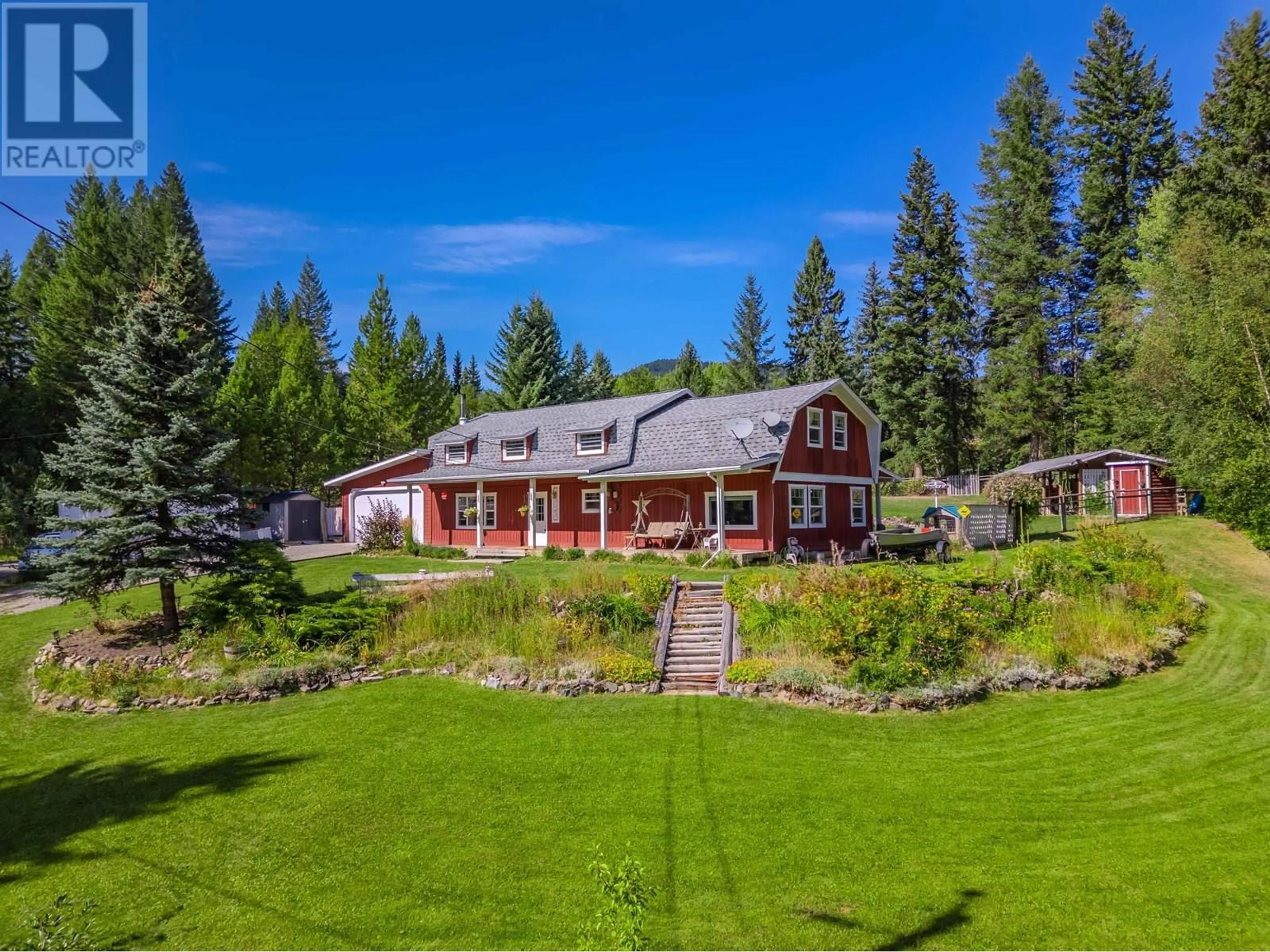 A pic from outside/outdoor area/front of a property/back of a property/a pic from drone, mountain view for 7243 RAINBOW CRESCENT, Canim Lake British Columbia V0K1M0