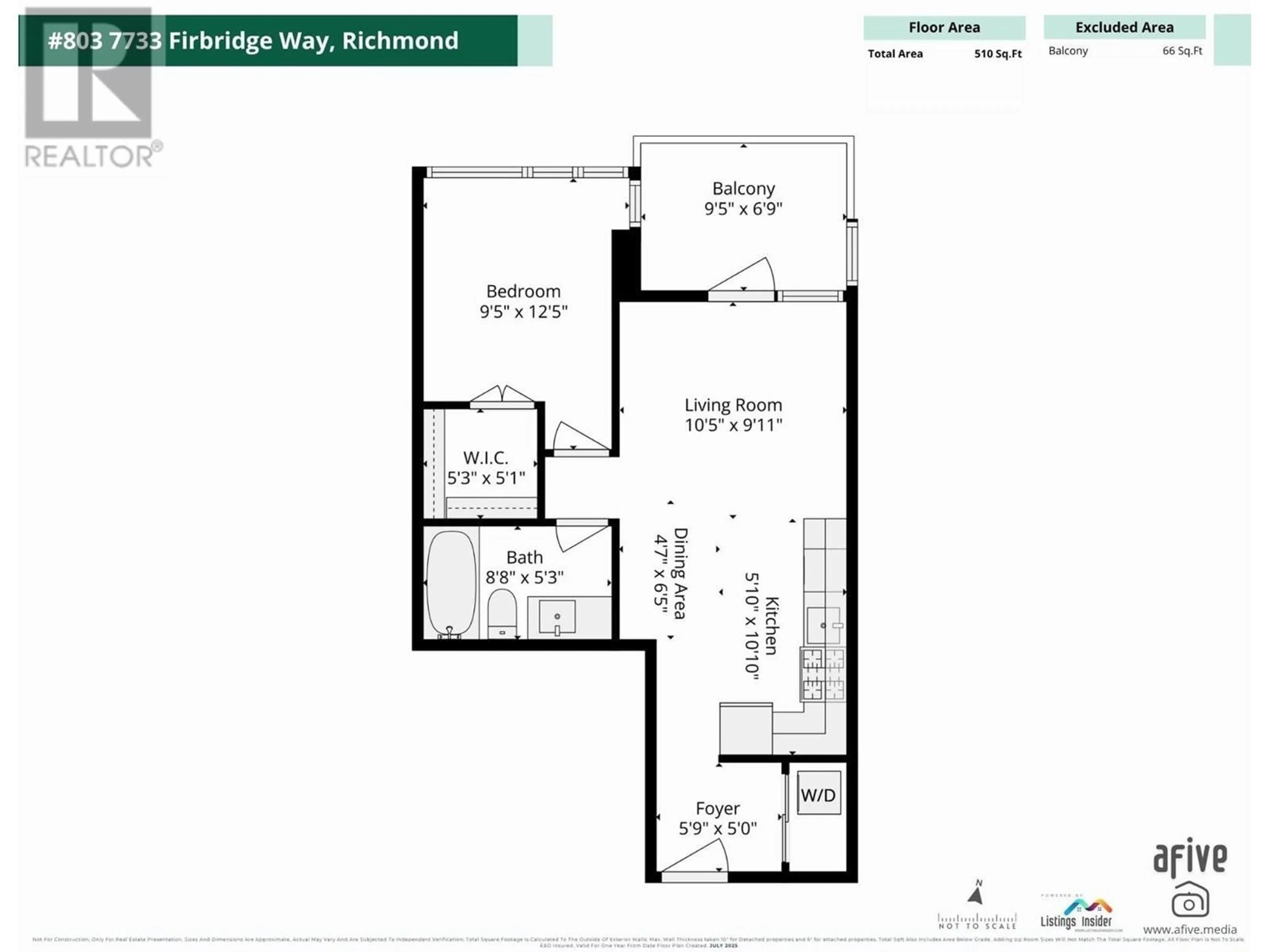 Floor plan for 803 - 7733 FIRBRIDGE WAY, Richmond British Columbia V6X0K7