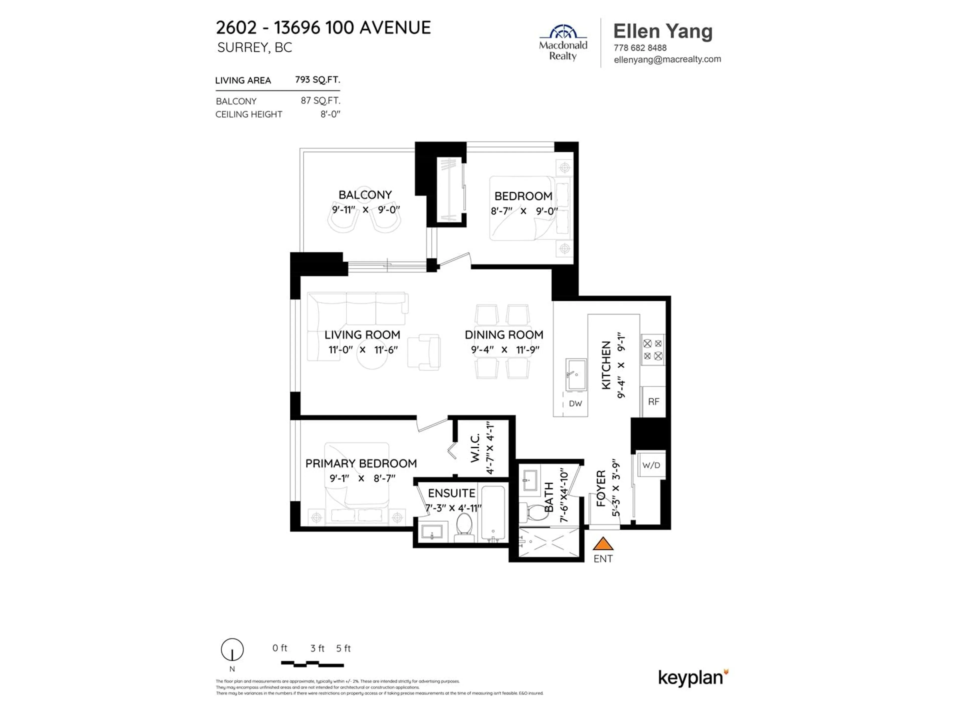 Floor plan for 2602 - 13696 100, Surrey British Columbia V3T0L5