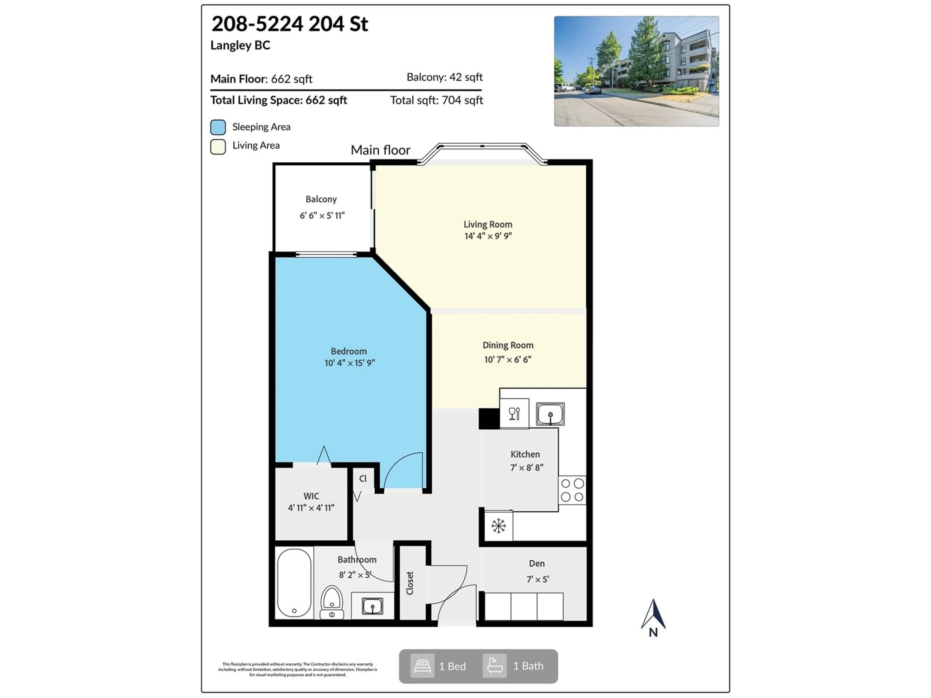 Floor plan for 208 - 5224 204, Langley British Columbia V3A1Z1