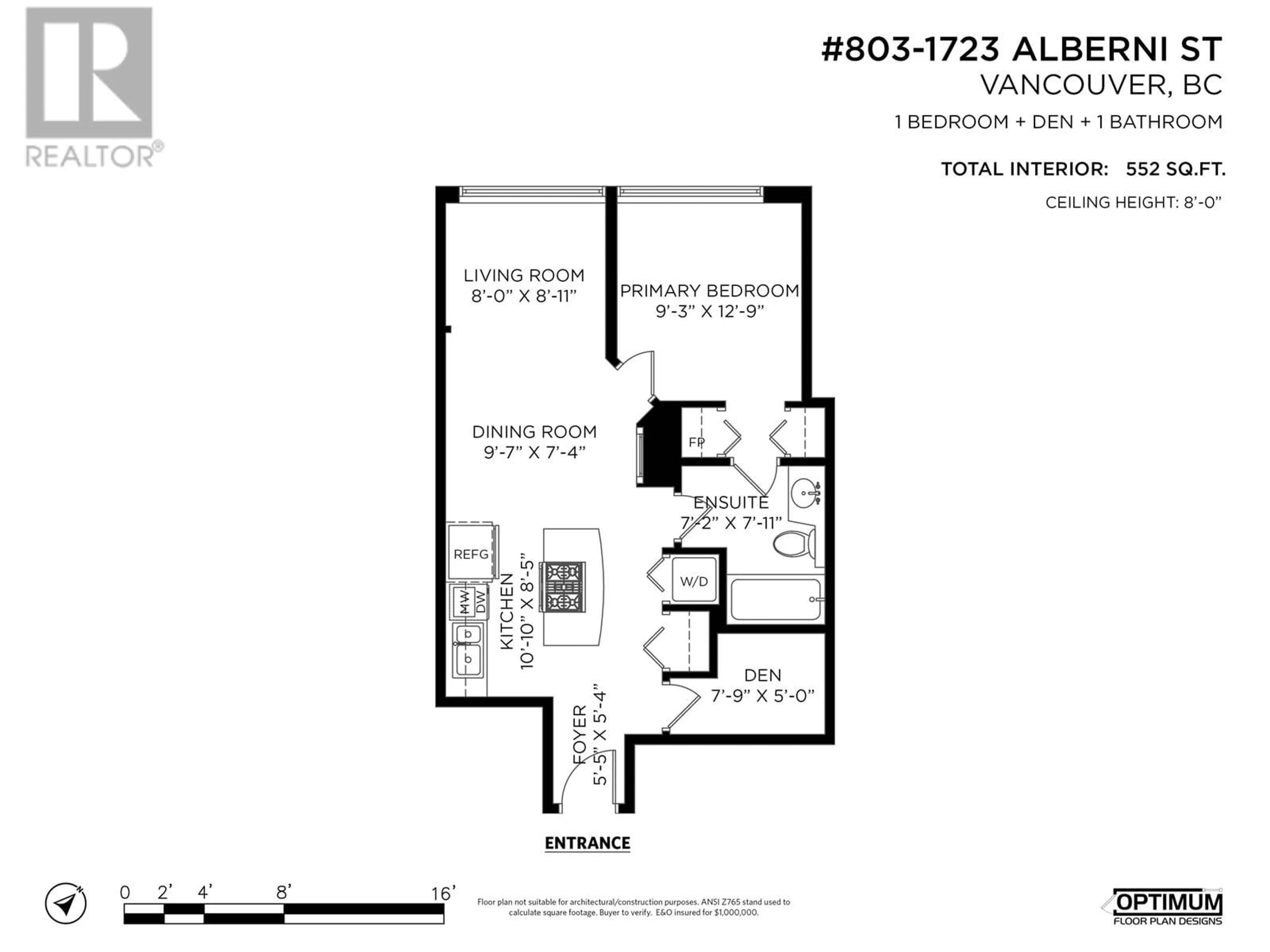 Floor plan for 803 - 1723 ALBERNI STREET, Vancouver British Columbia V6G3G9