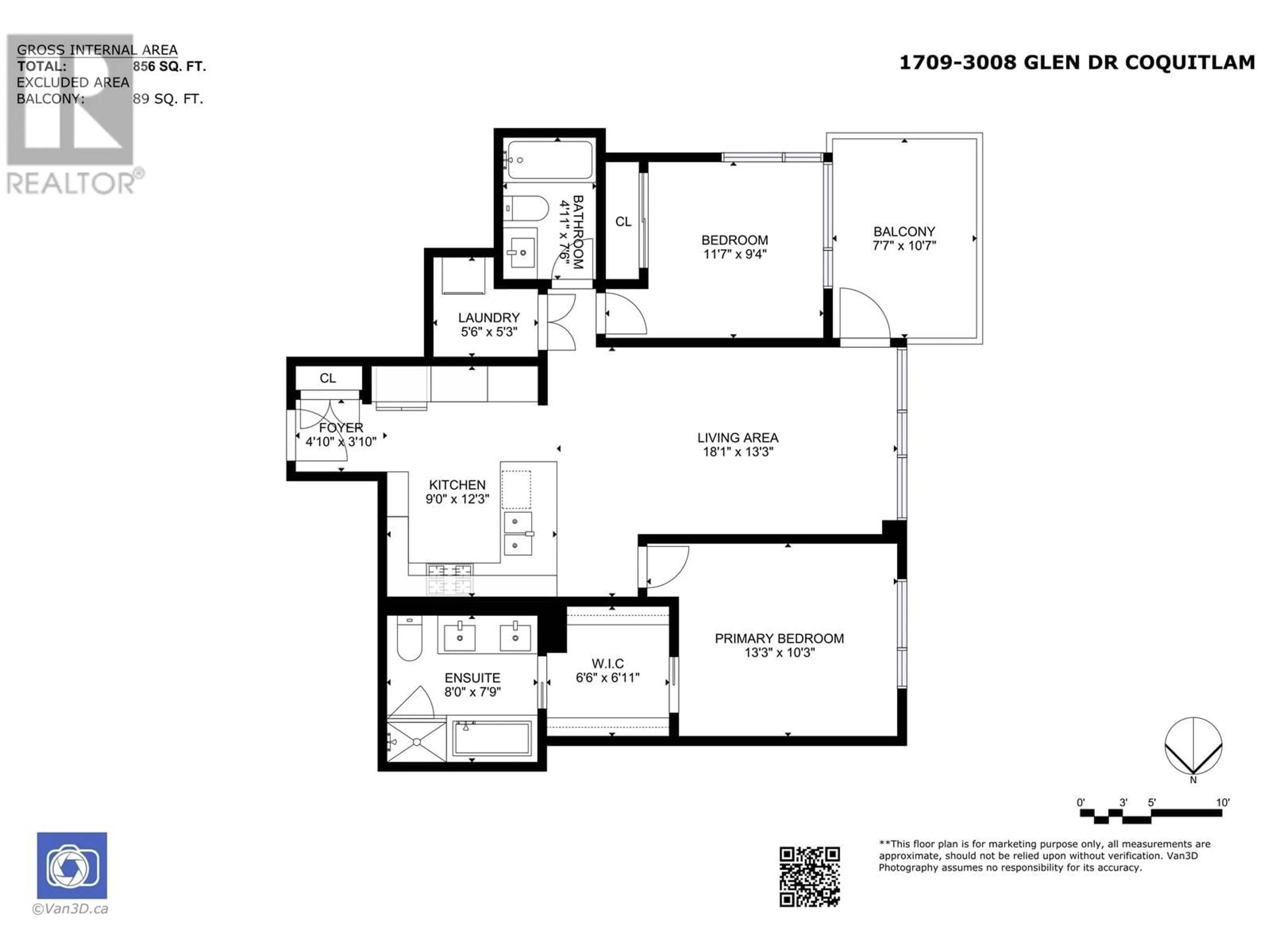 Floor plan for 1709 - 3008 GLEN DRIVE, Coquitlam British Columbia V3B0J5
