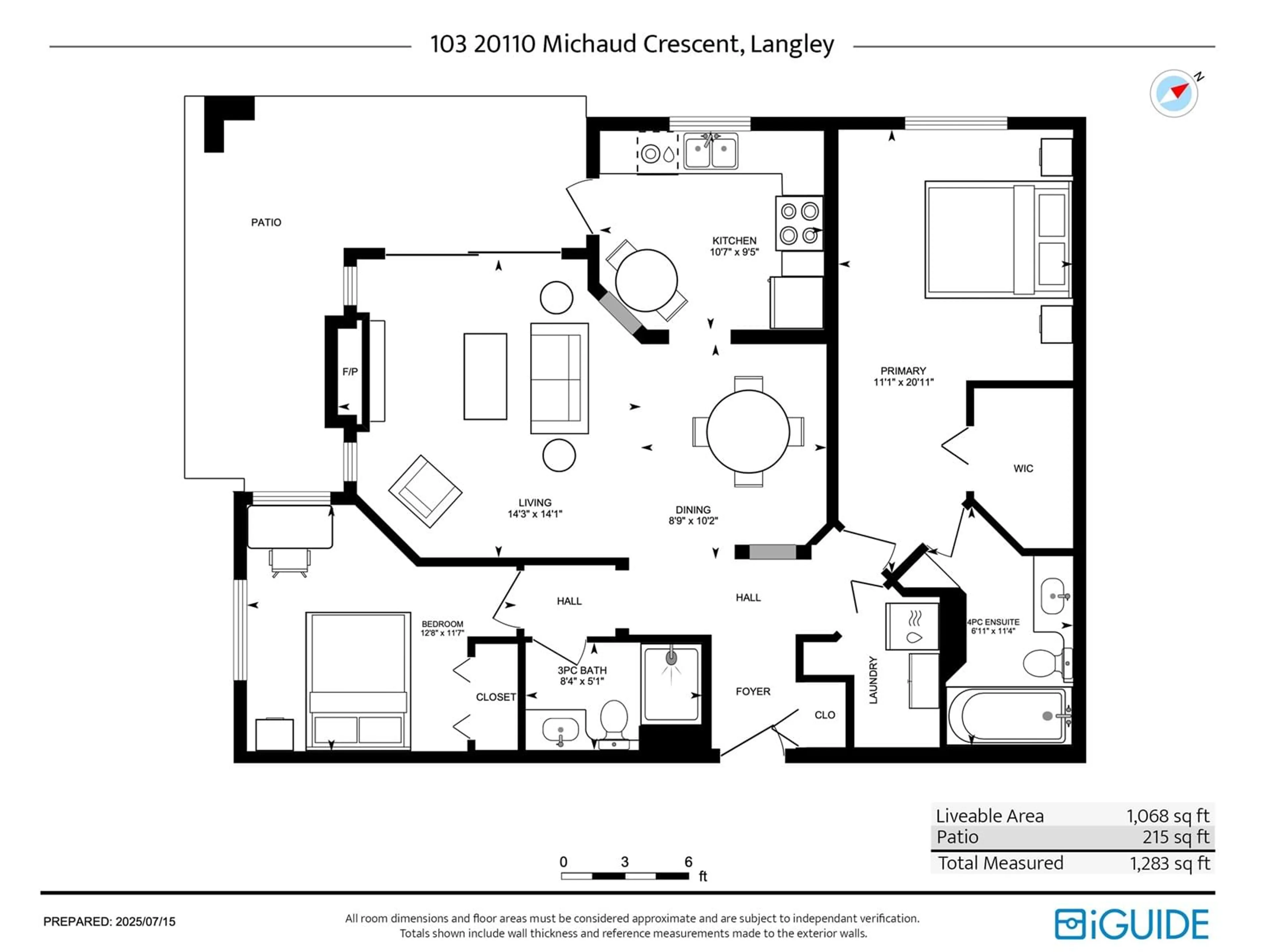Floor plan for 103 - 20110 MICHAUD, Langley British Columbia V3A4B1