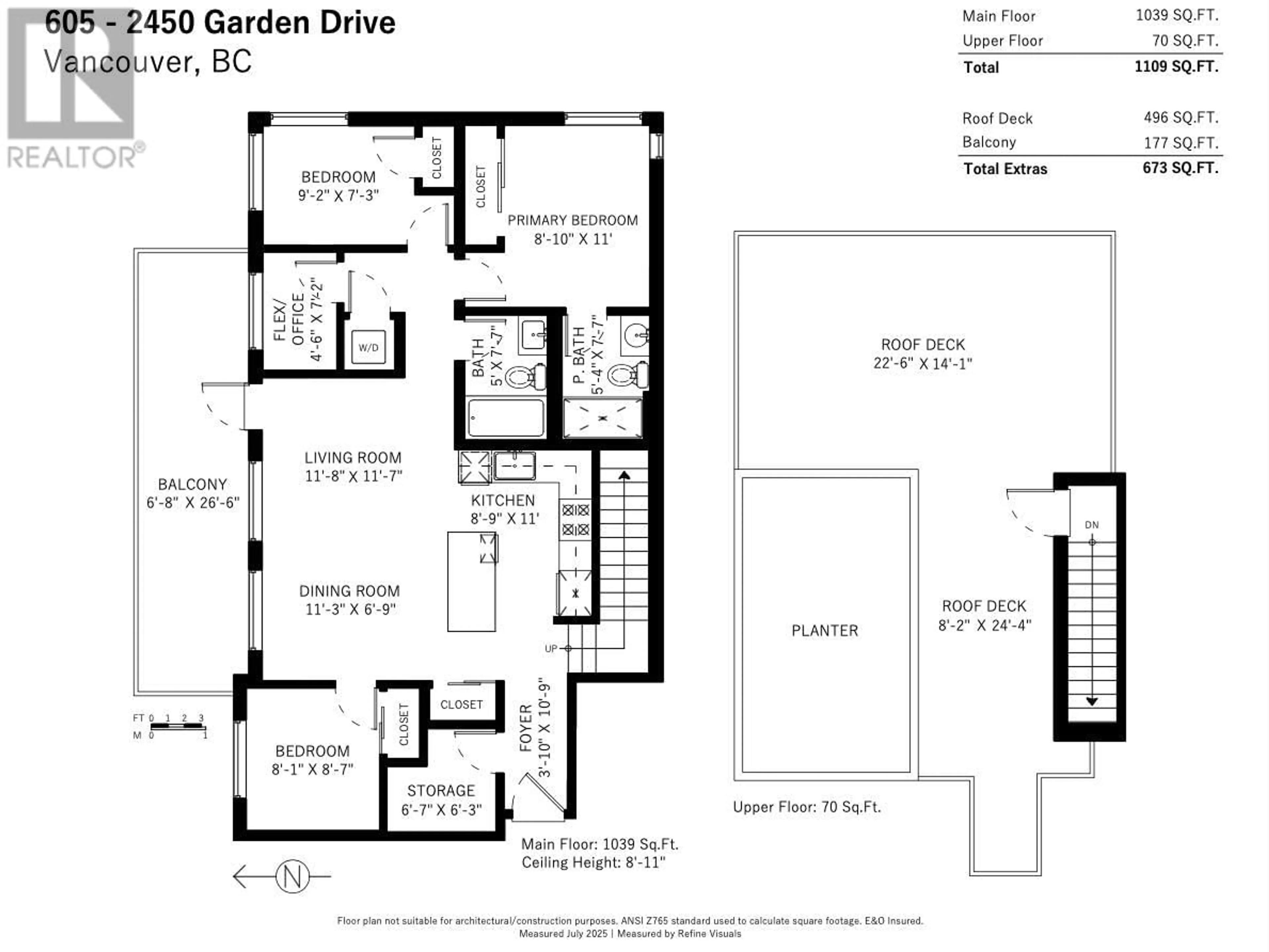 Floor plan for 605 - 2450 GARDEN DRIVE, Vancouver British Columbia V5N0K1