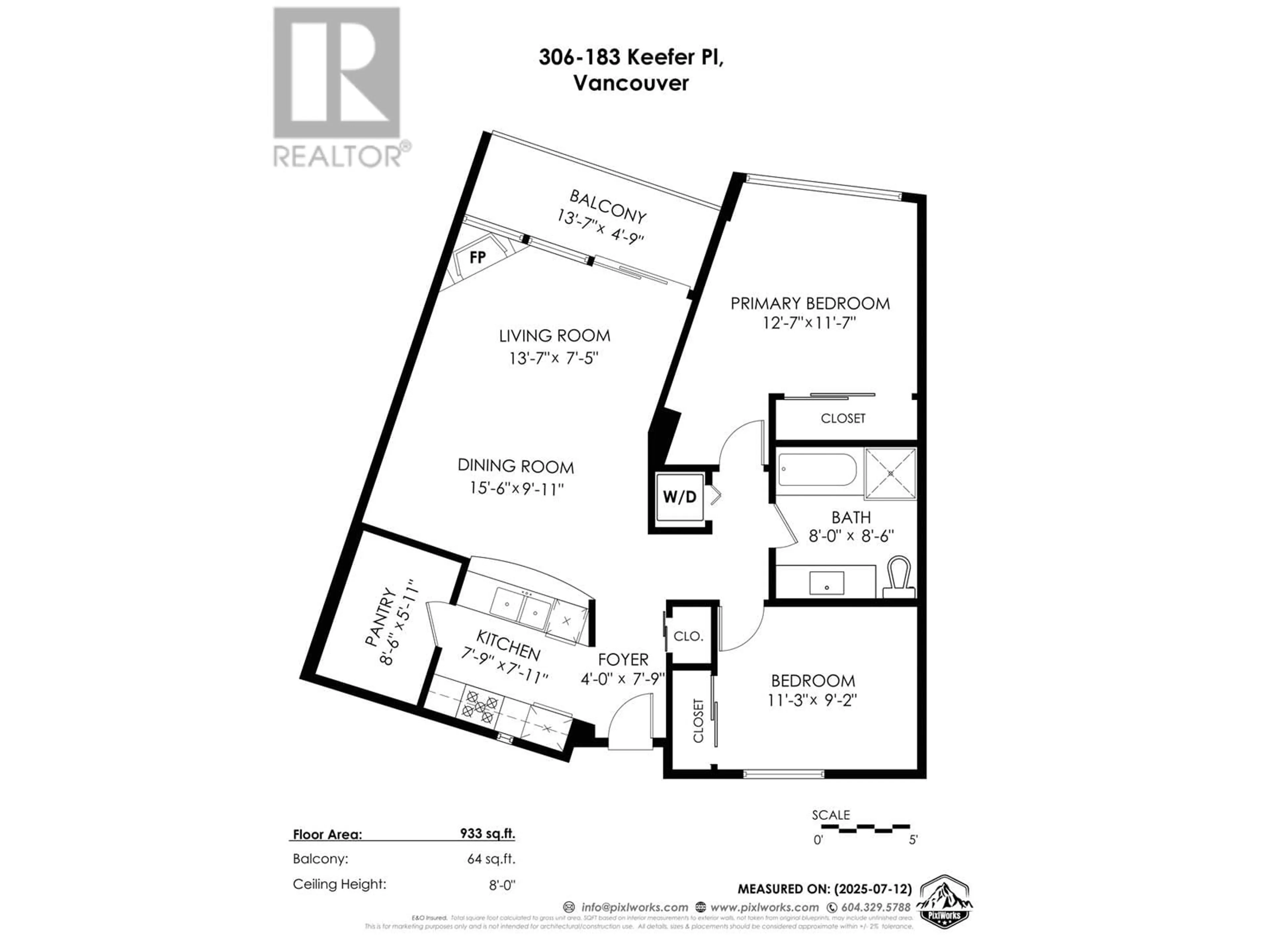 Floor plan for 306 - 183 KEEFER PLACE, Vancouver British Columbia V6B6B9