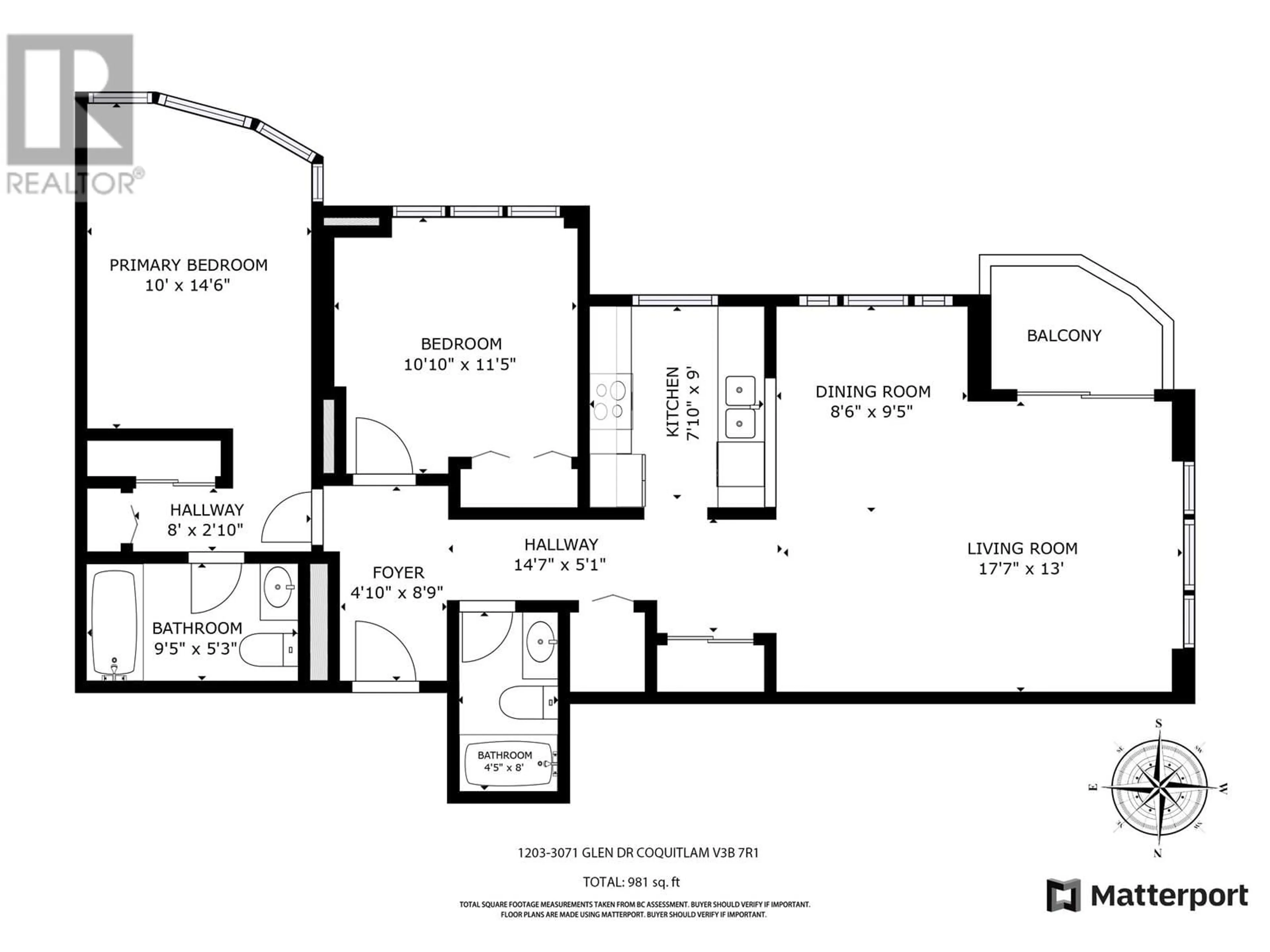 Floor plan for 1203 - 3071 GLEN DRIVE, Coquitlam British Columbia V3B7R1