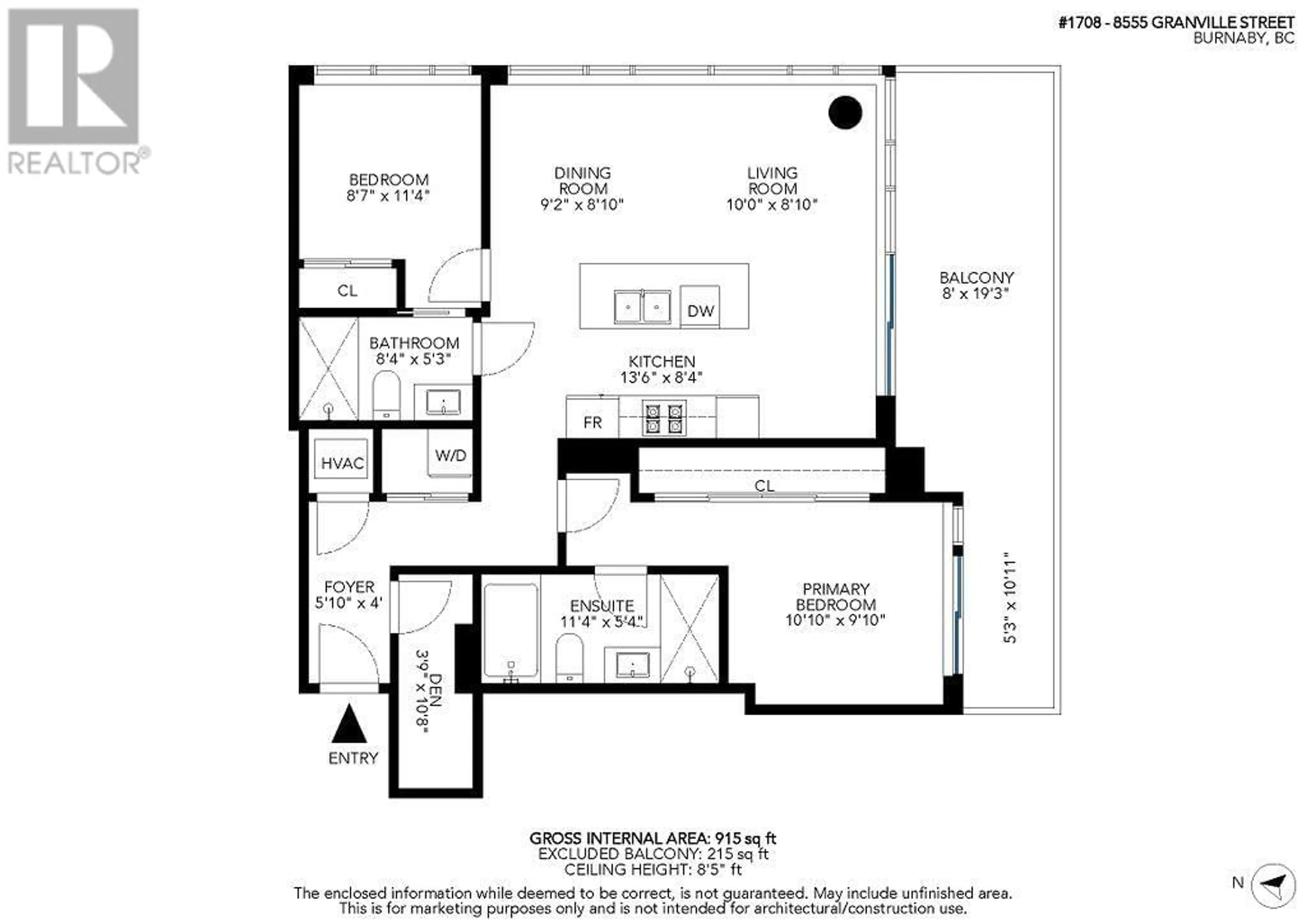 Floor plan for 1708 - 8555 GRANVILLE STREET, Vancouver British Columbia V6P0C3