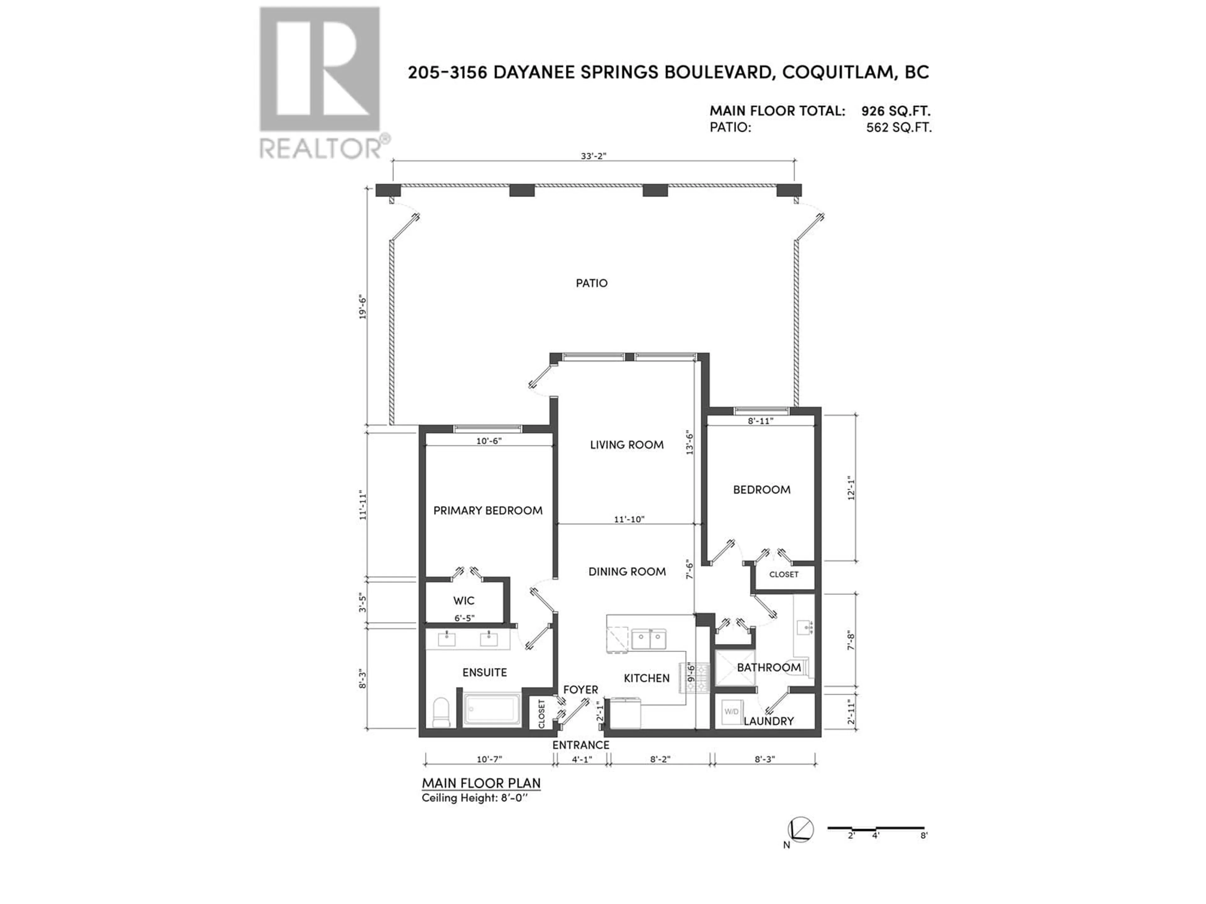 Floor plan for 205 - 3156 DAYANEE SPRINGS BOULEVARD, Coquitlam British Columbia V3E0B7