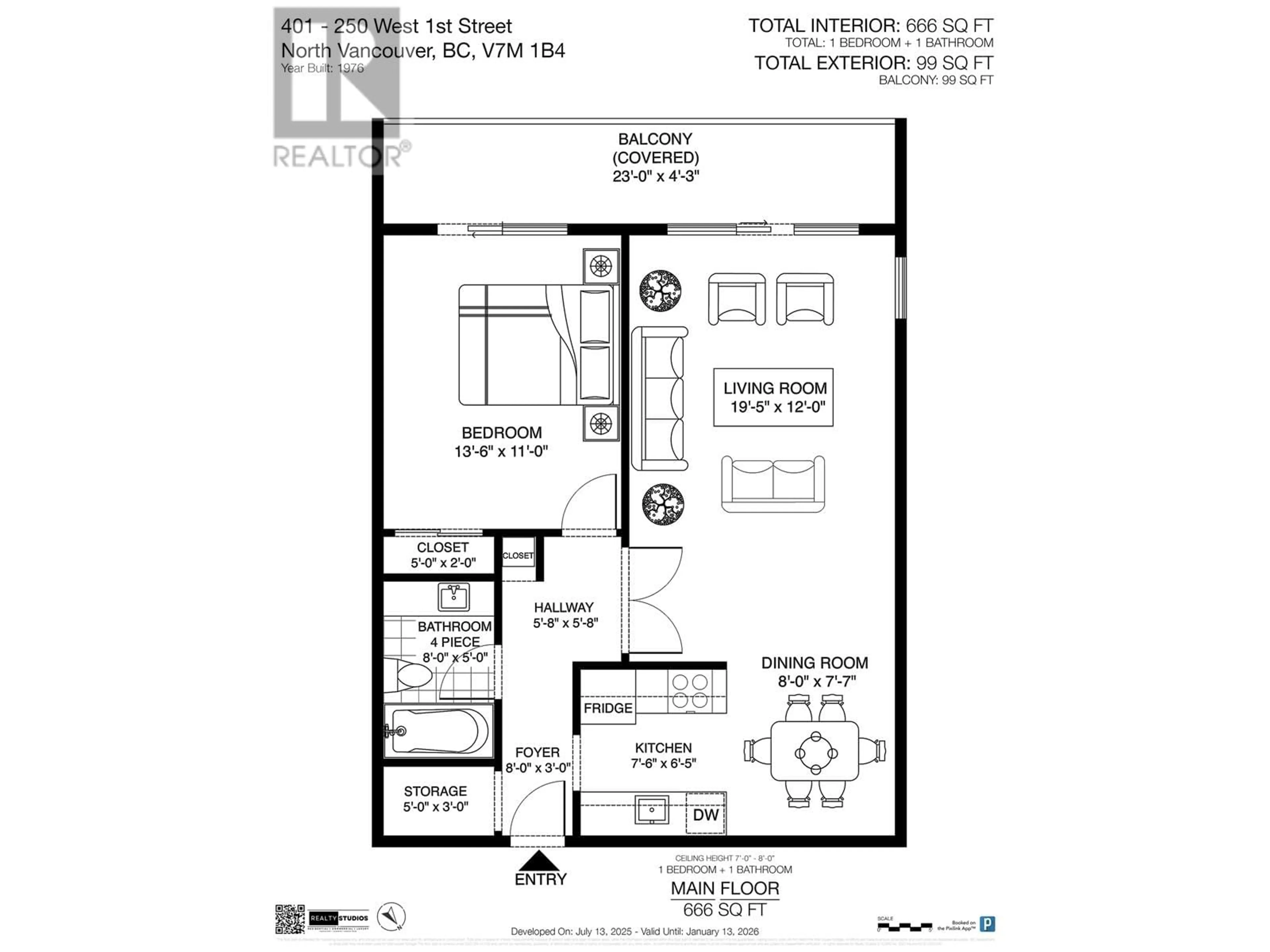 Floor plan for 401 - 250 1 STREET, North Vancouver British Columbia V7M1B4