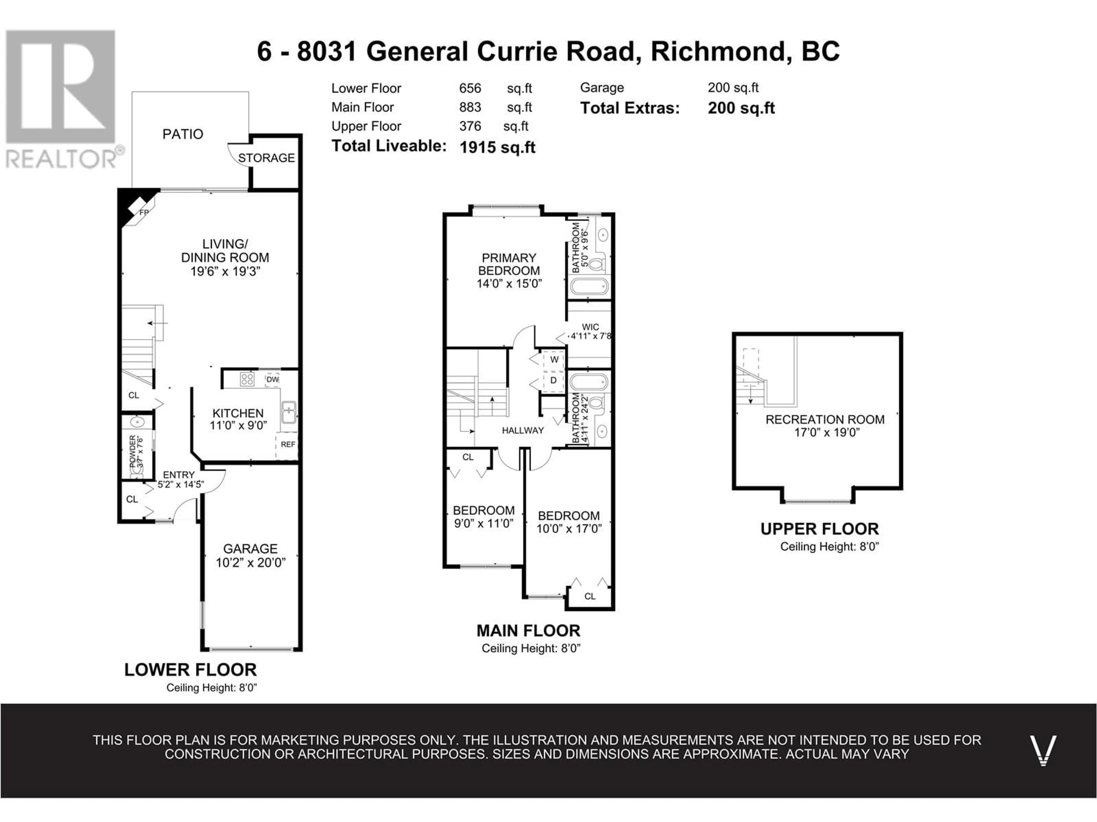Floor plan for 6 - 8031 GENERAL CURRIE ROAD, Richmond British Columbia V6Y1L9