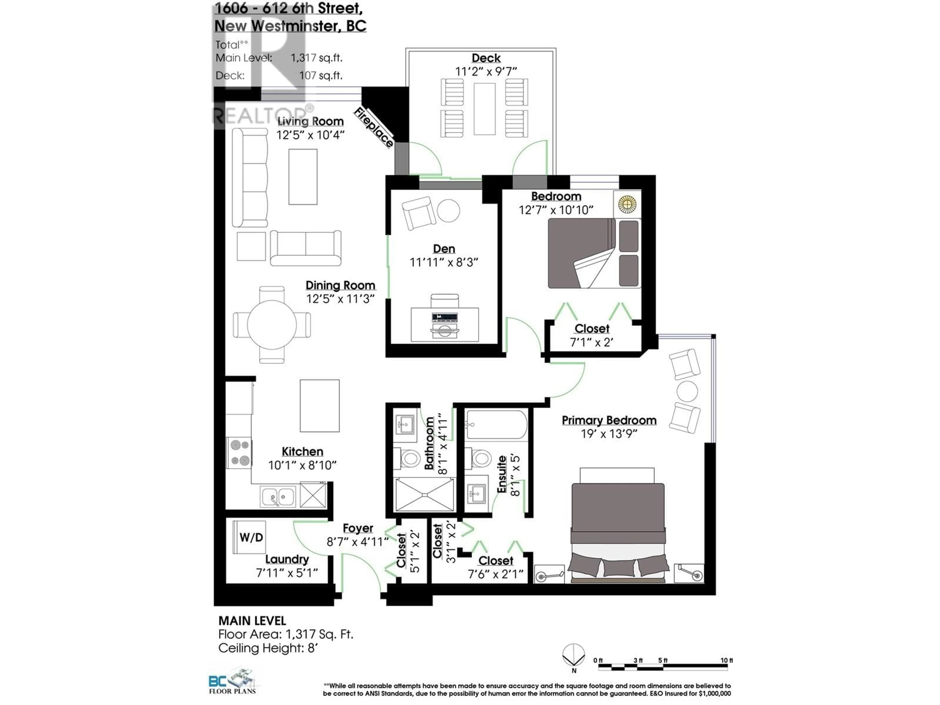 Floor plan for 1606 - 612 SIXTH STREET, New Westminster British Columbia V3L5V2