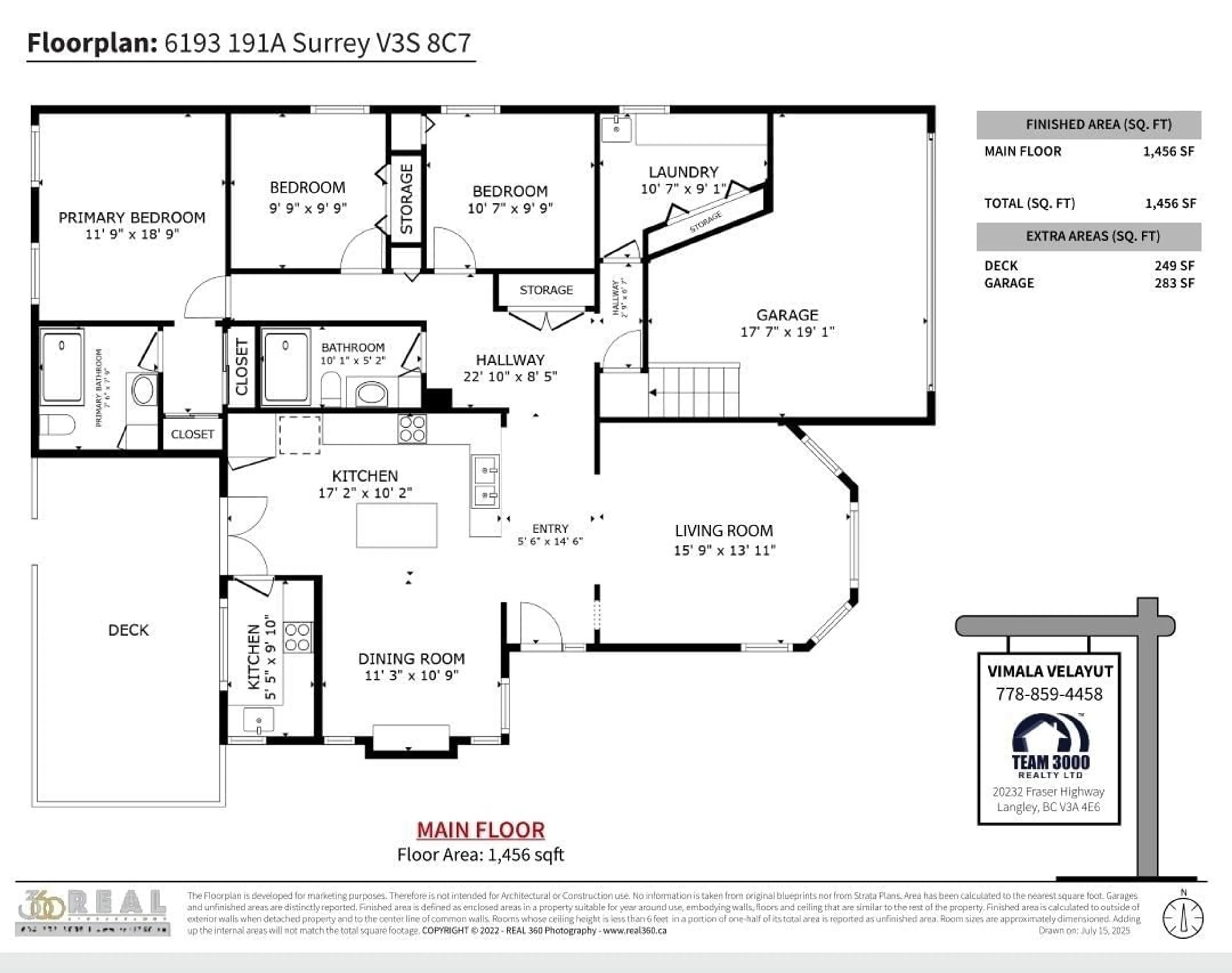 Floor plan for 6193 191A, Surrey British Columbia V3S8C7