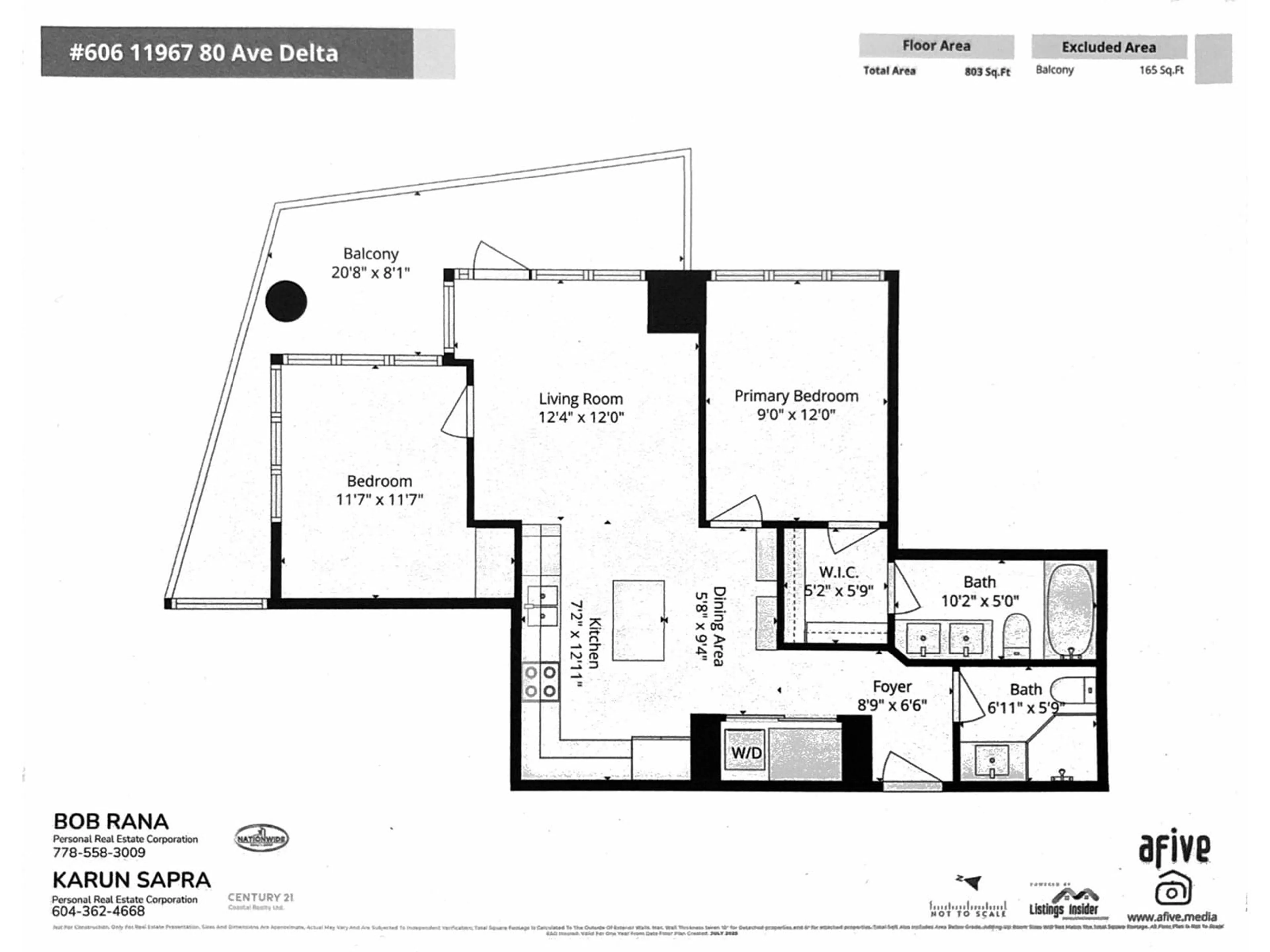 Floor plan for 606 - 11967 80, Delta British Columbia V4C0E2