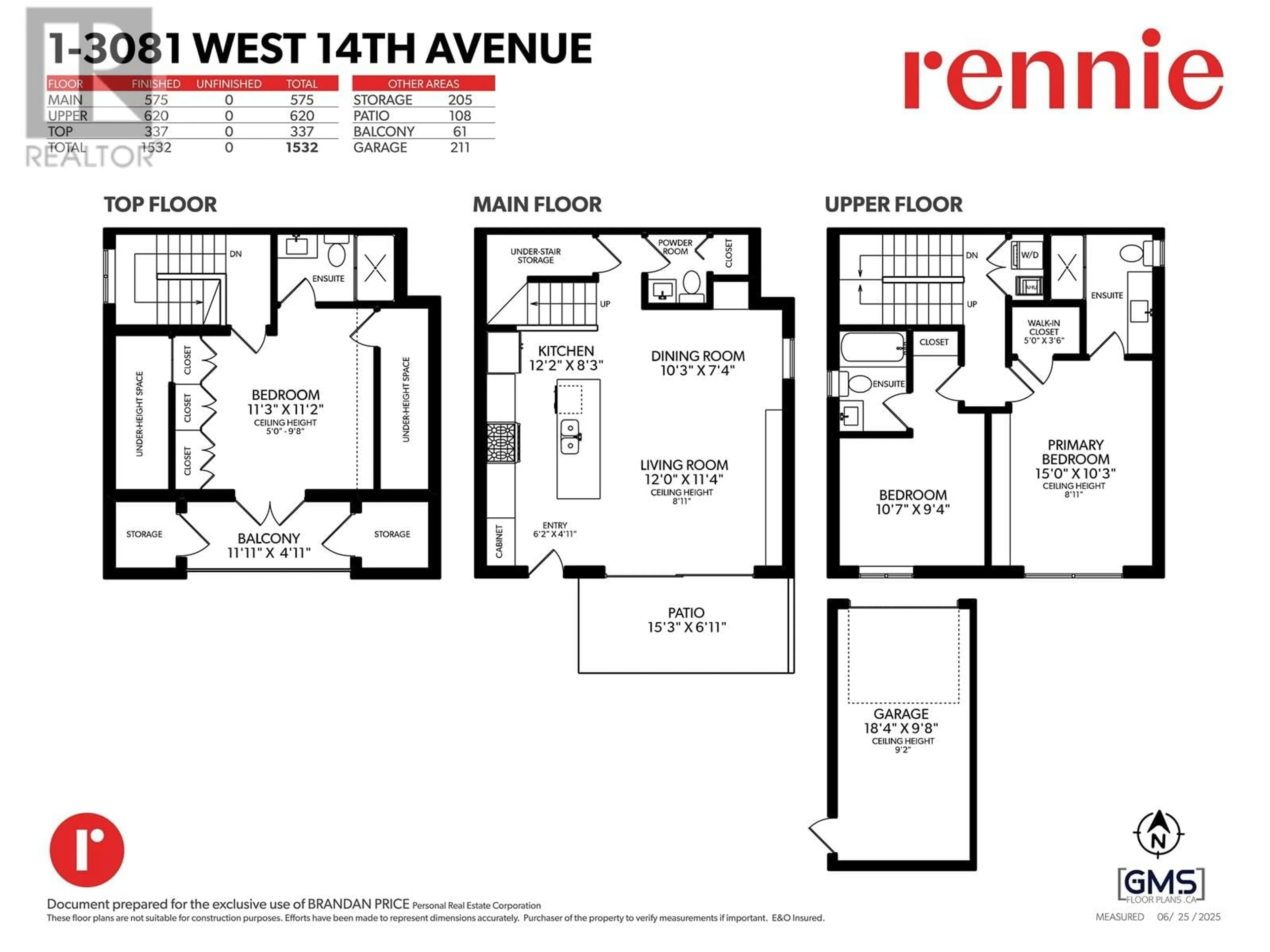 Floor plan for 1 - 3081 WEST 14TH AVENUE, Vancouver British Columbia V6K2X7