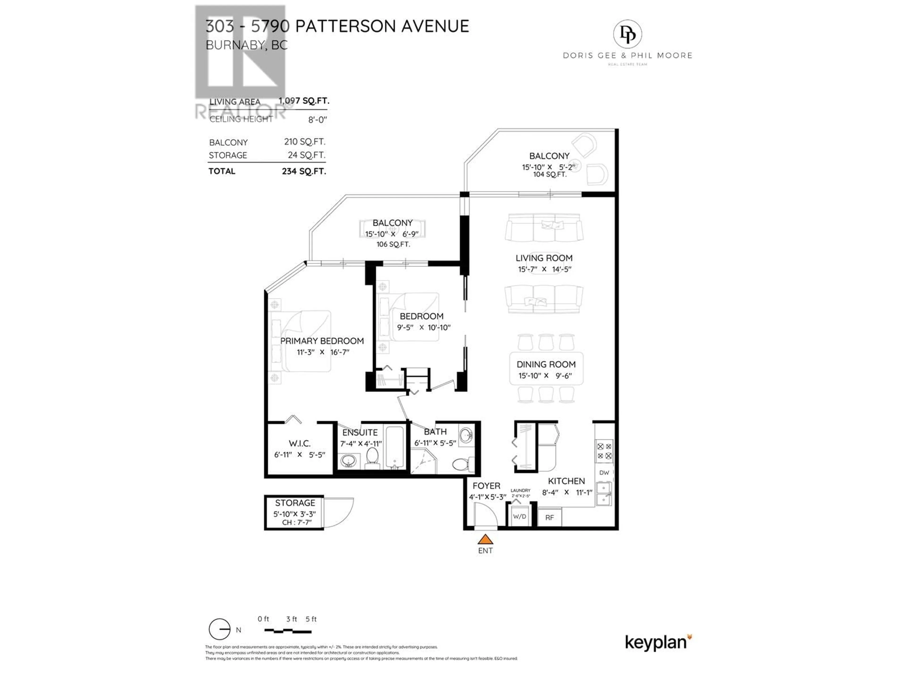 Floor plan for 303 - 5790 PATTERSON AVENUE, Burnaby British Columbia V5H4H6