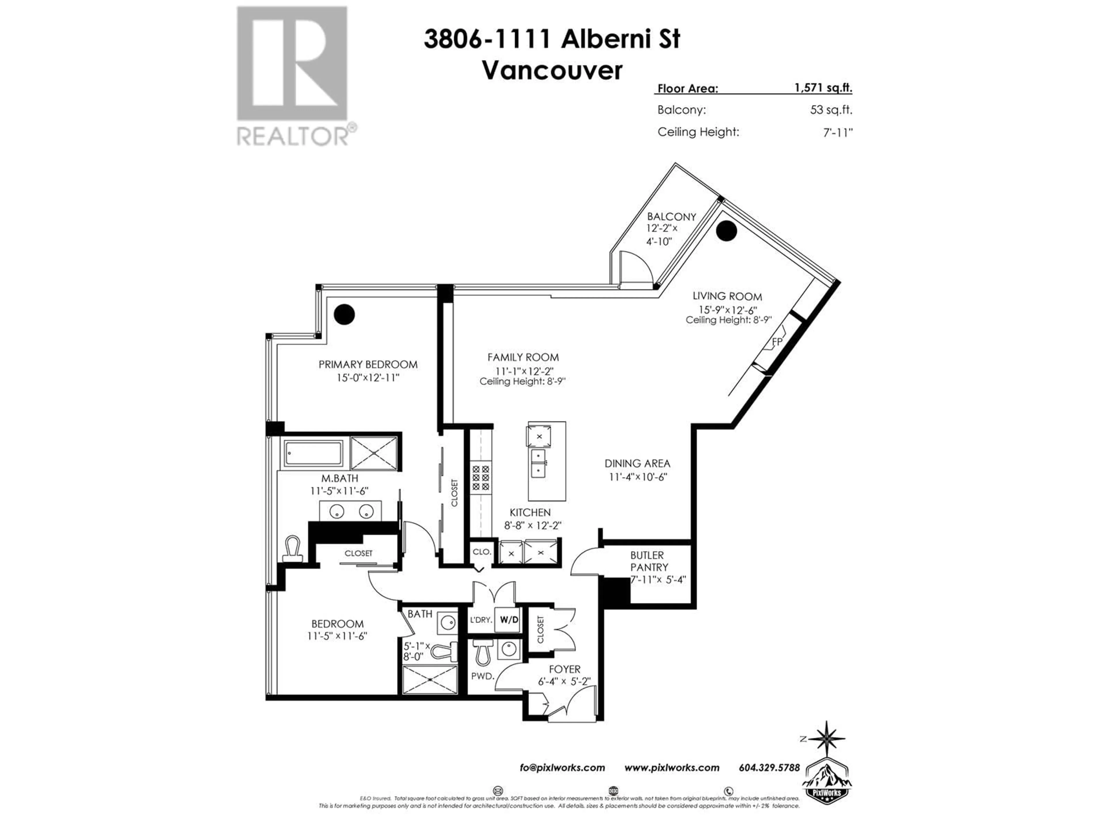 Floor plan for 3806 - 1111 ALBERNI STREET, Vancouver British Columbia V6E4V2